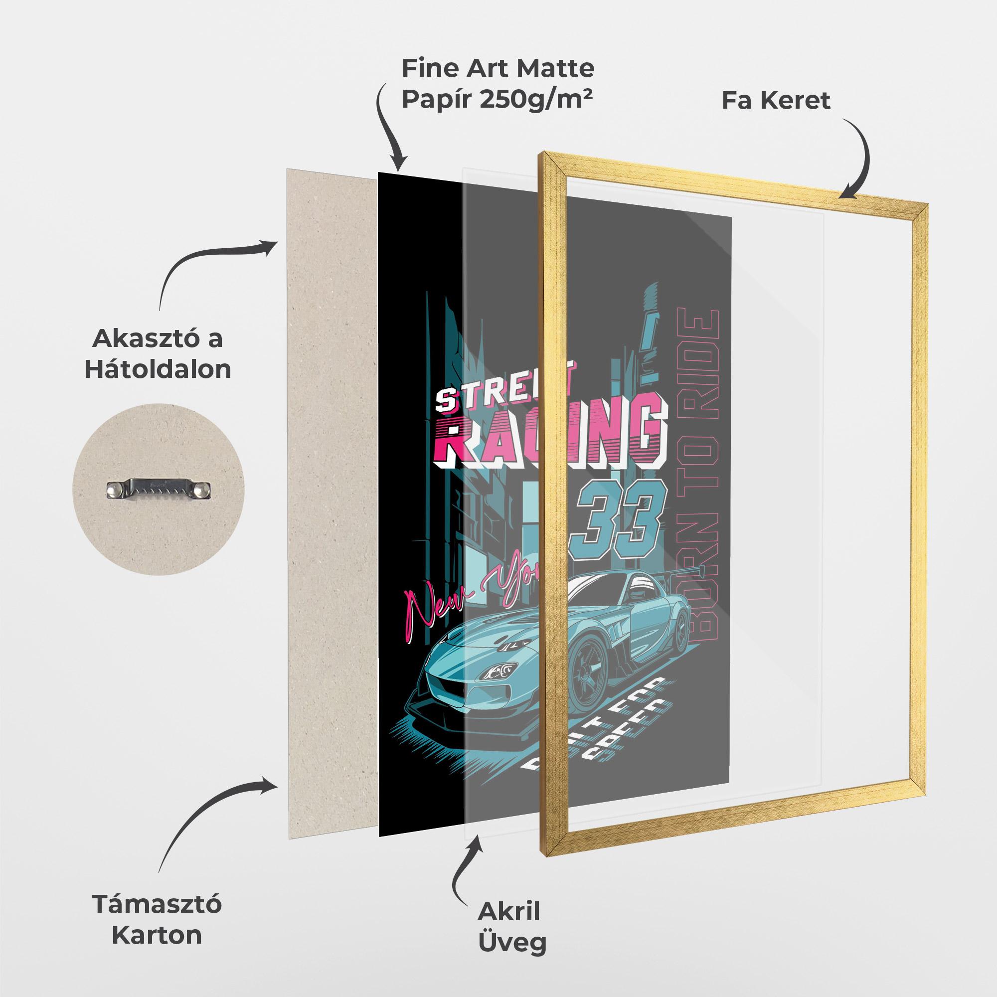 Keretezett Poszter Blue Born To Ride mockup 1