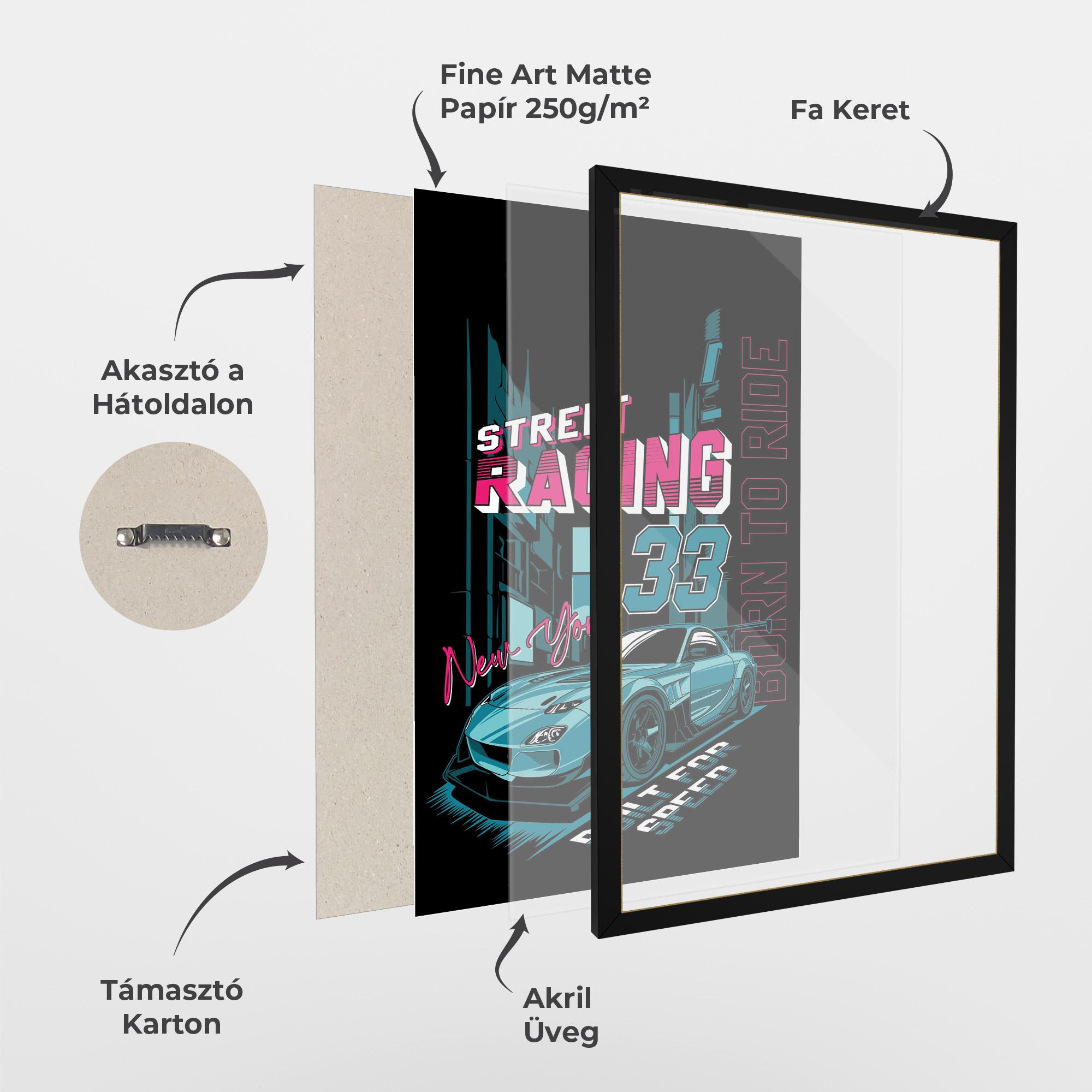 Keretezett Poszter Blue Born To Ride mockup 1