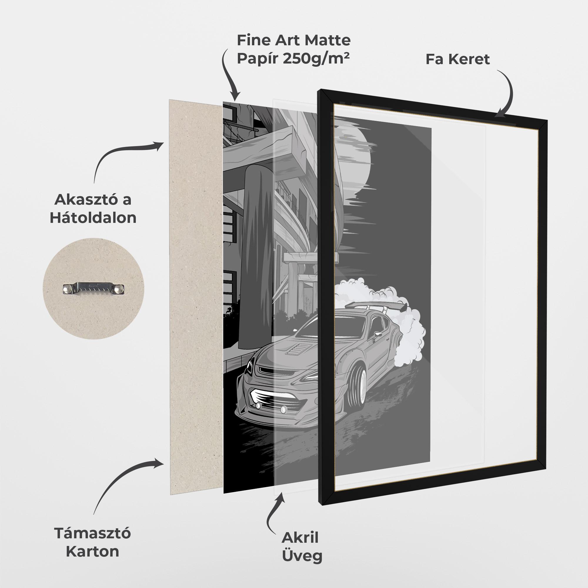 Keretezett Poszter Grey Cool Car mockup 1