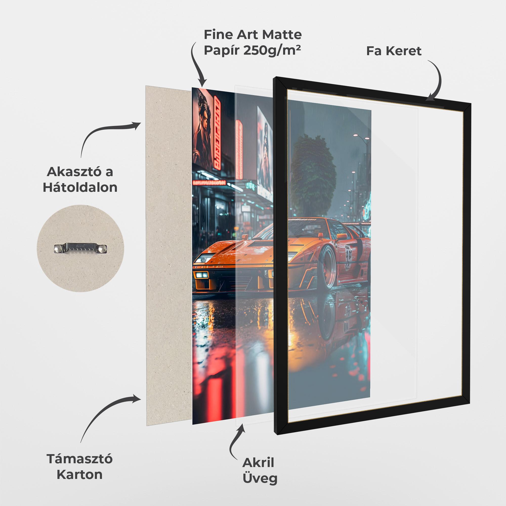 Keretezett Poszter Orange Super Car mockup 1