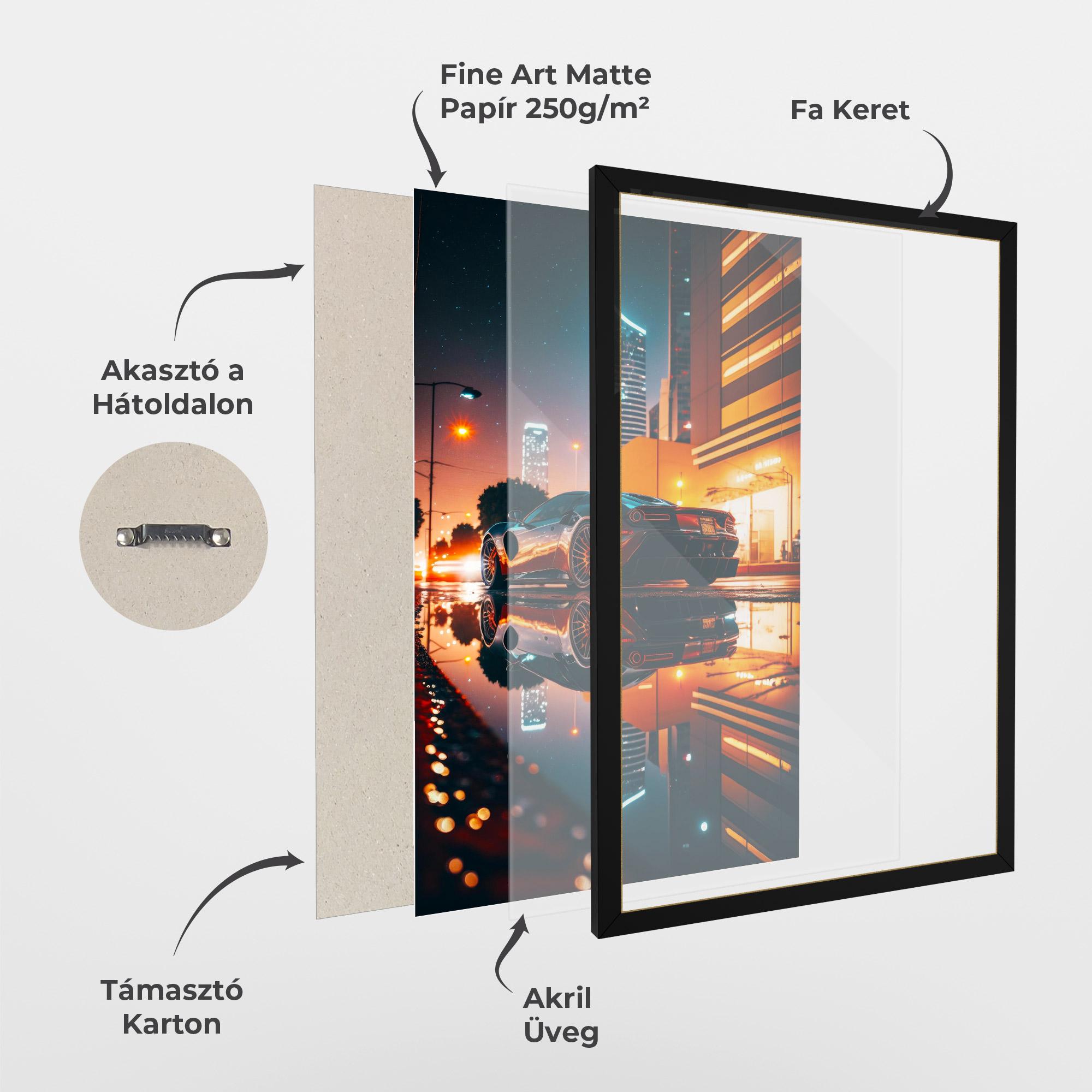 Keretezett Poszter Rainy Sport Car mockup 1