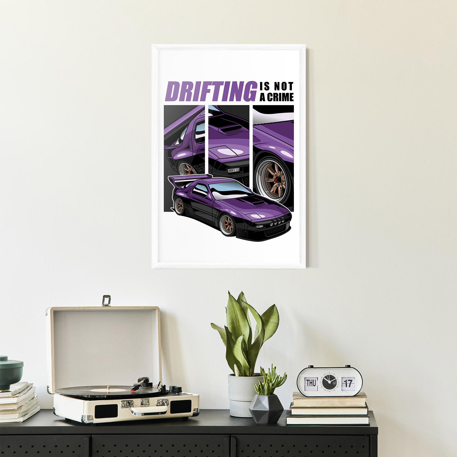 Keretezett Poszter Drift Purple Car mockup 2