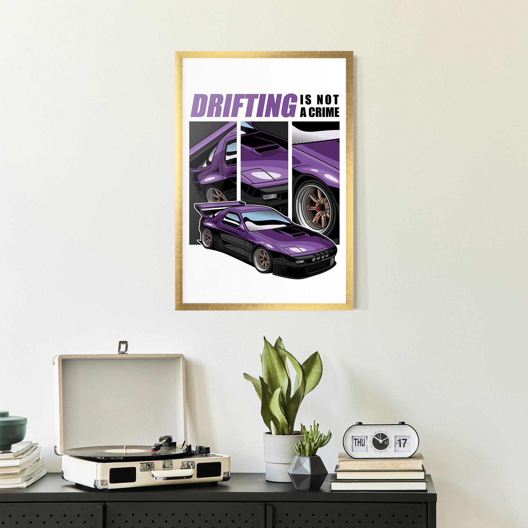 Keretezett Poszter Drift Purple Car mockup 2