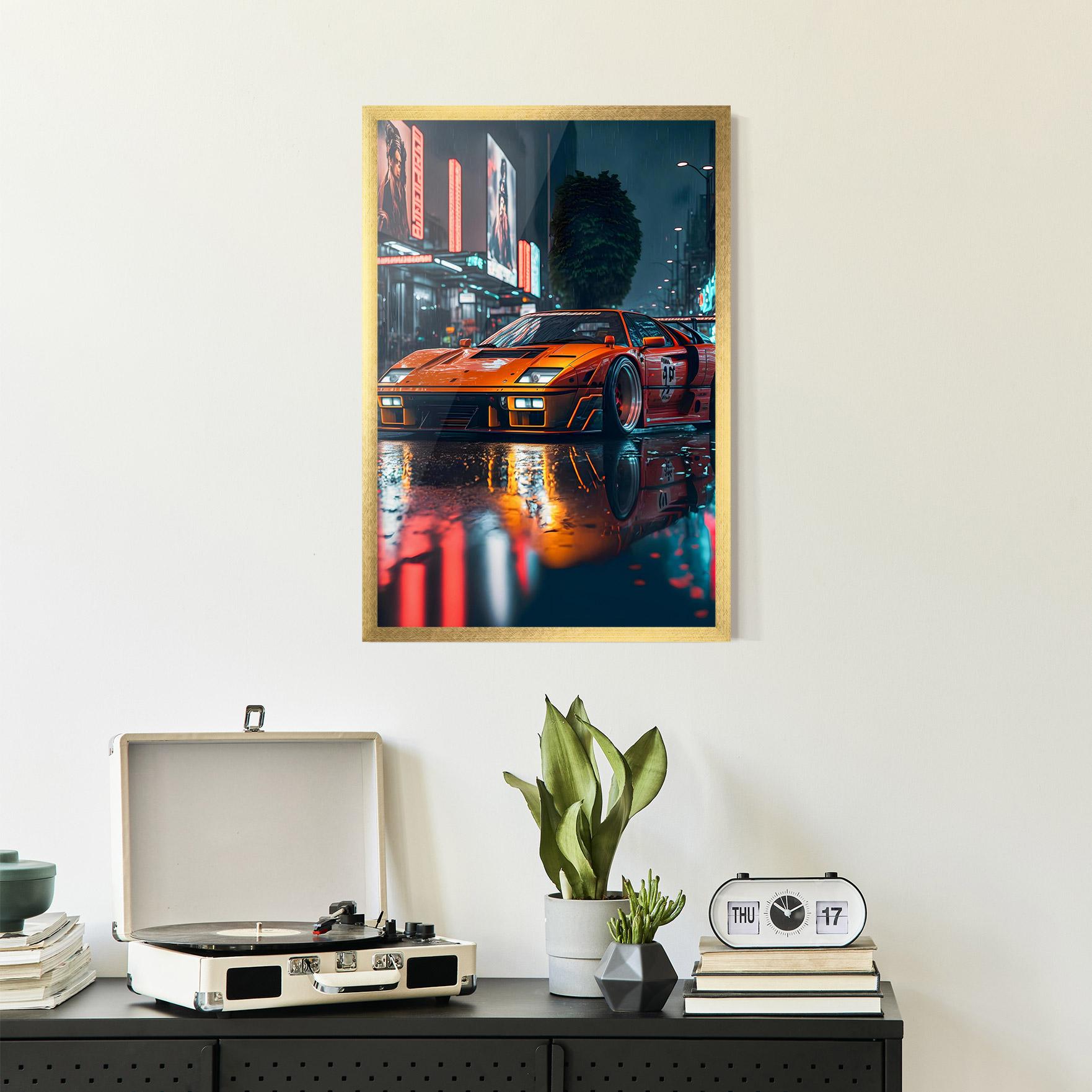 Keretezett Poszter Orange Super Car mockup 2