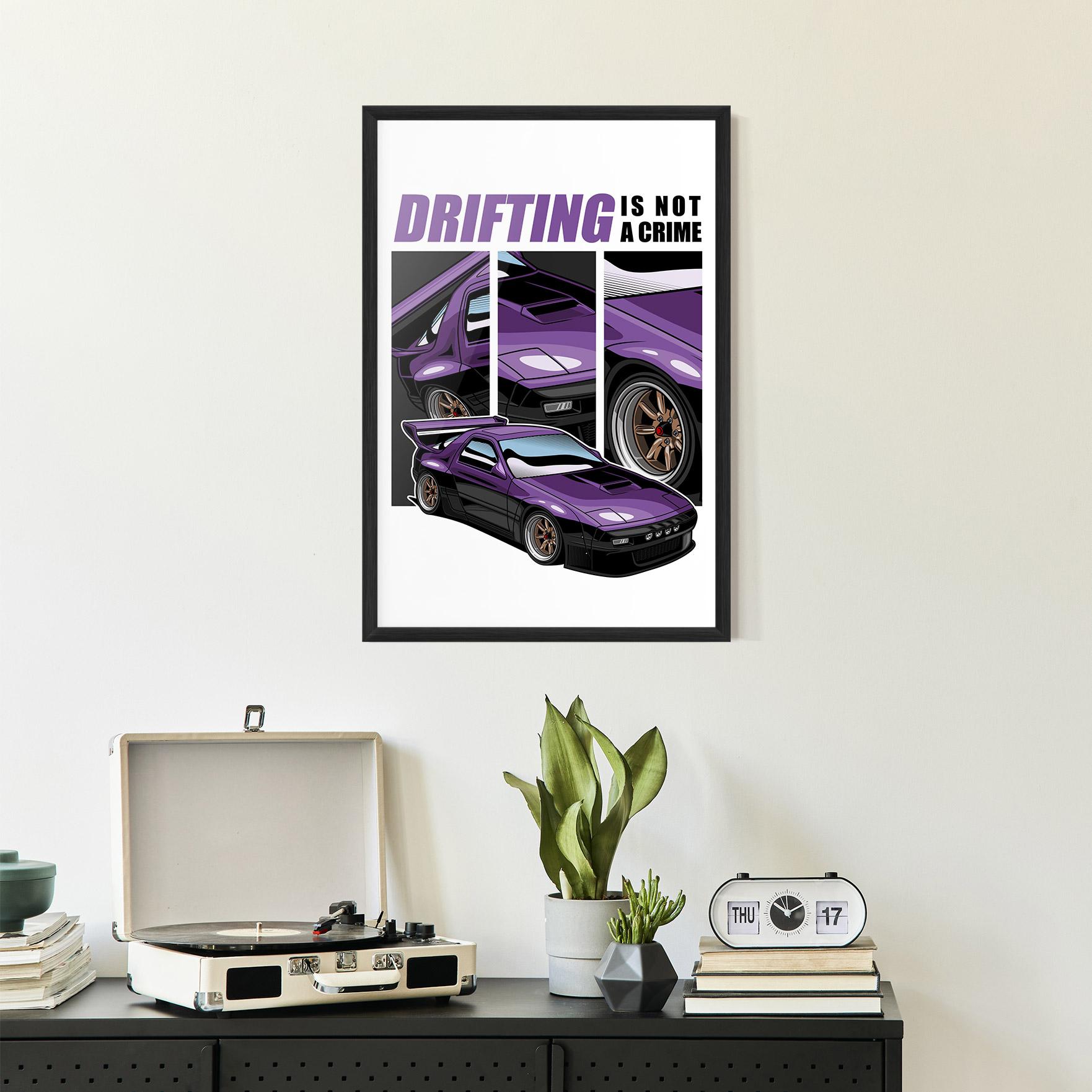 Keretezett Poszter Drift Purple Car mockup 2