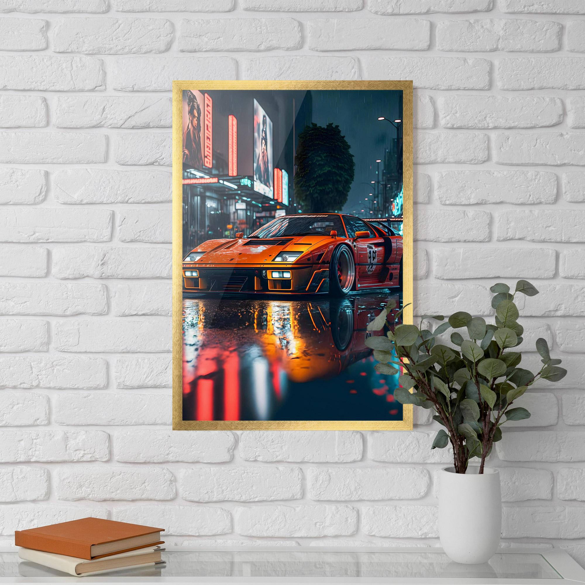 Keretezett Poszter Orange Super Car mockup 5