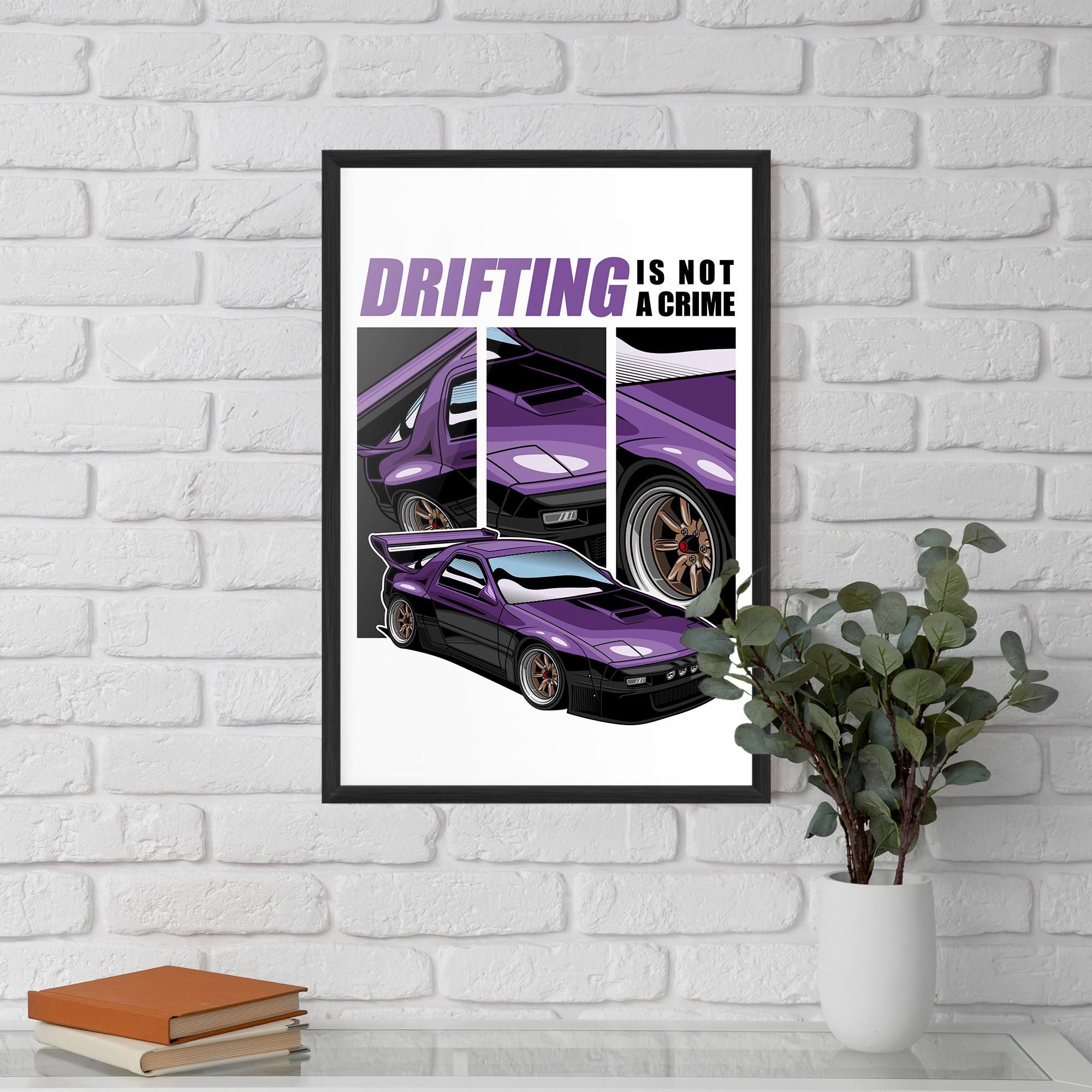 Keretezett Poszter Drift Purple Car mockup 5