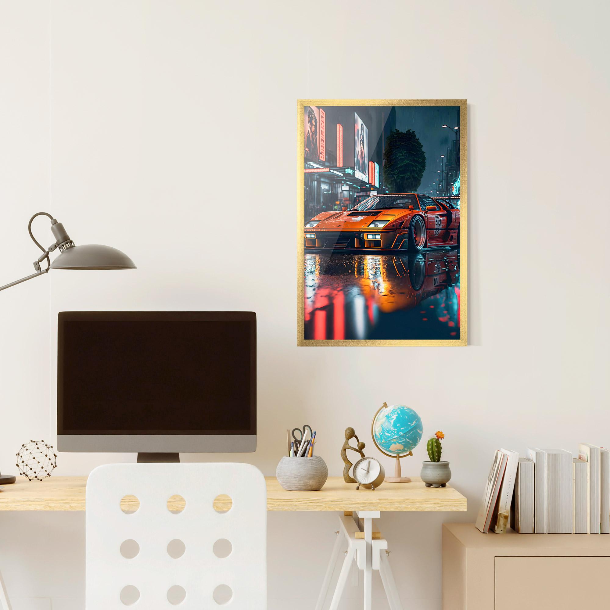 Keretezett Poszter Orange Super Car mockup 6