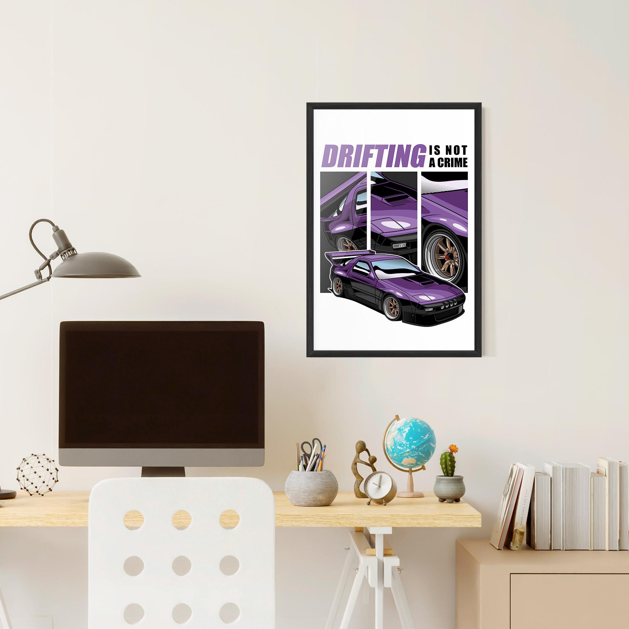 Keretezett Poszter Drift Purple Car mockup 6