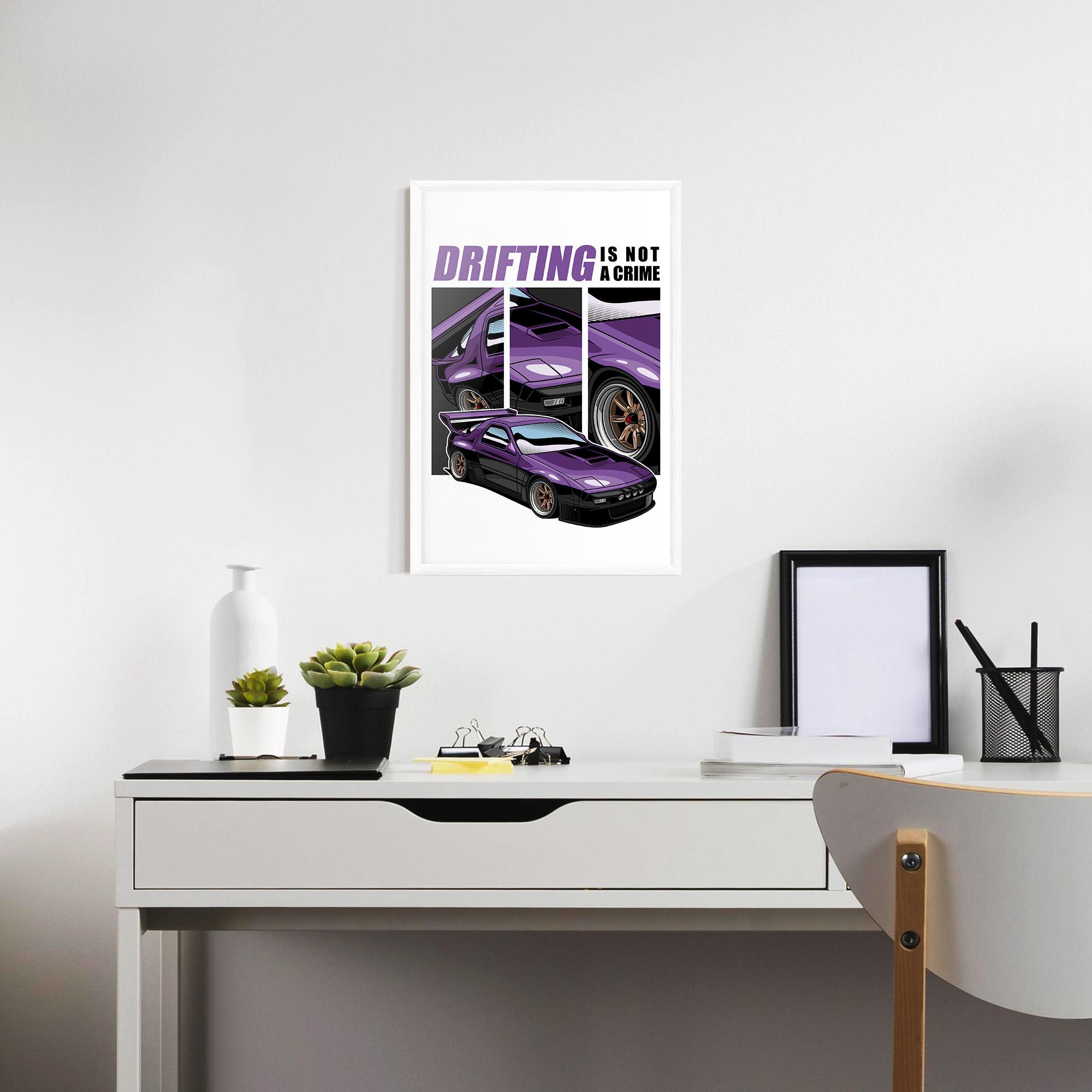 Keretezett Poszter Drift Purple Car mockup 7