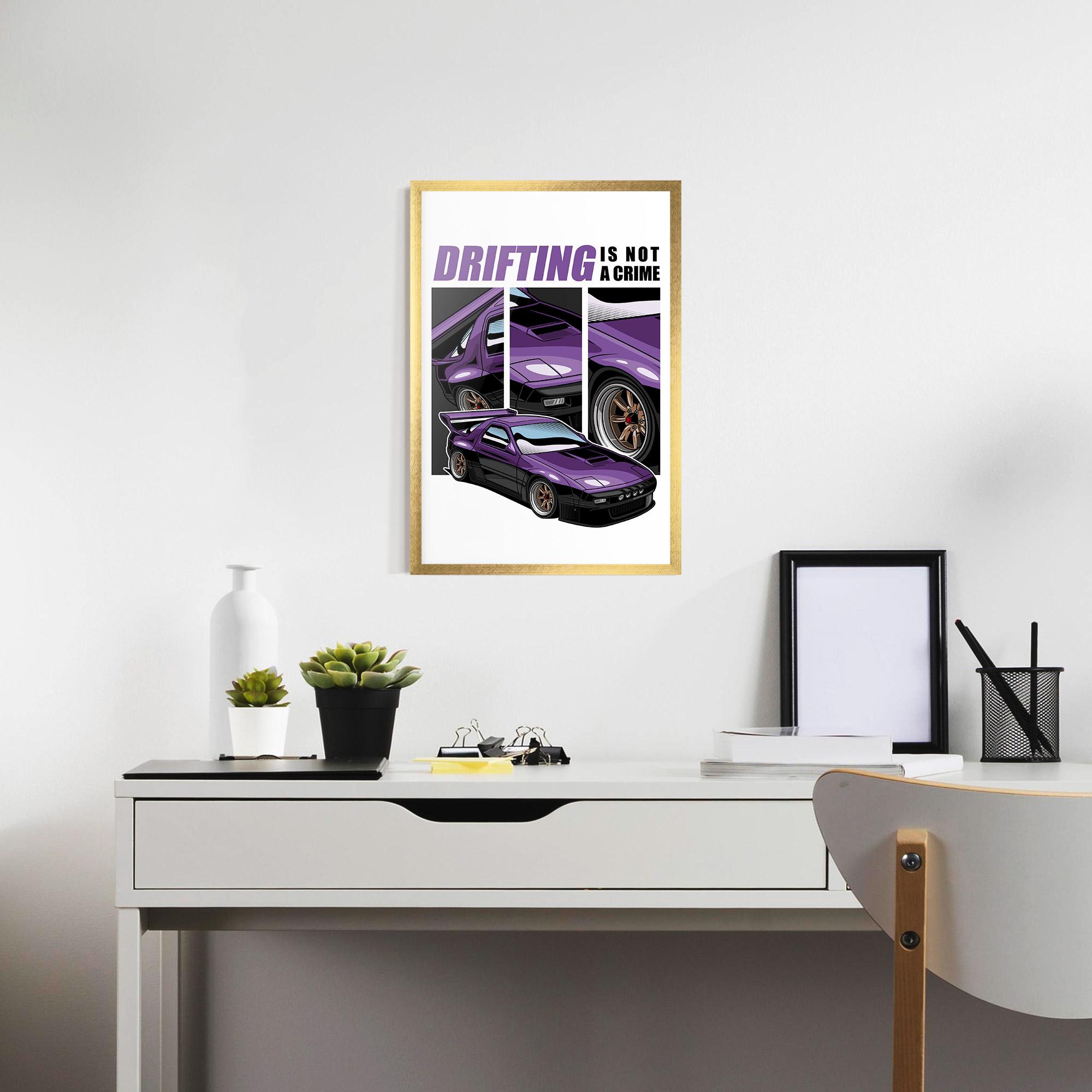 Keretezett Poszter Drift Purple Car mockup 7