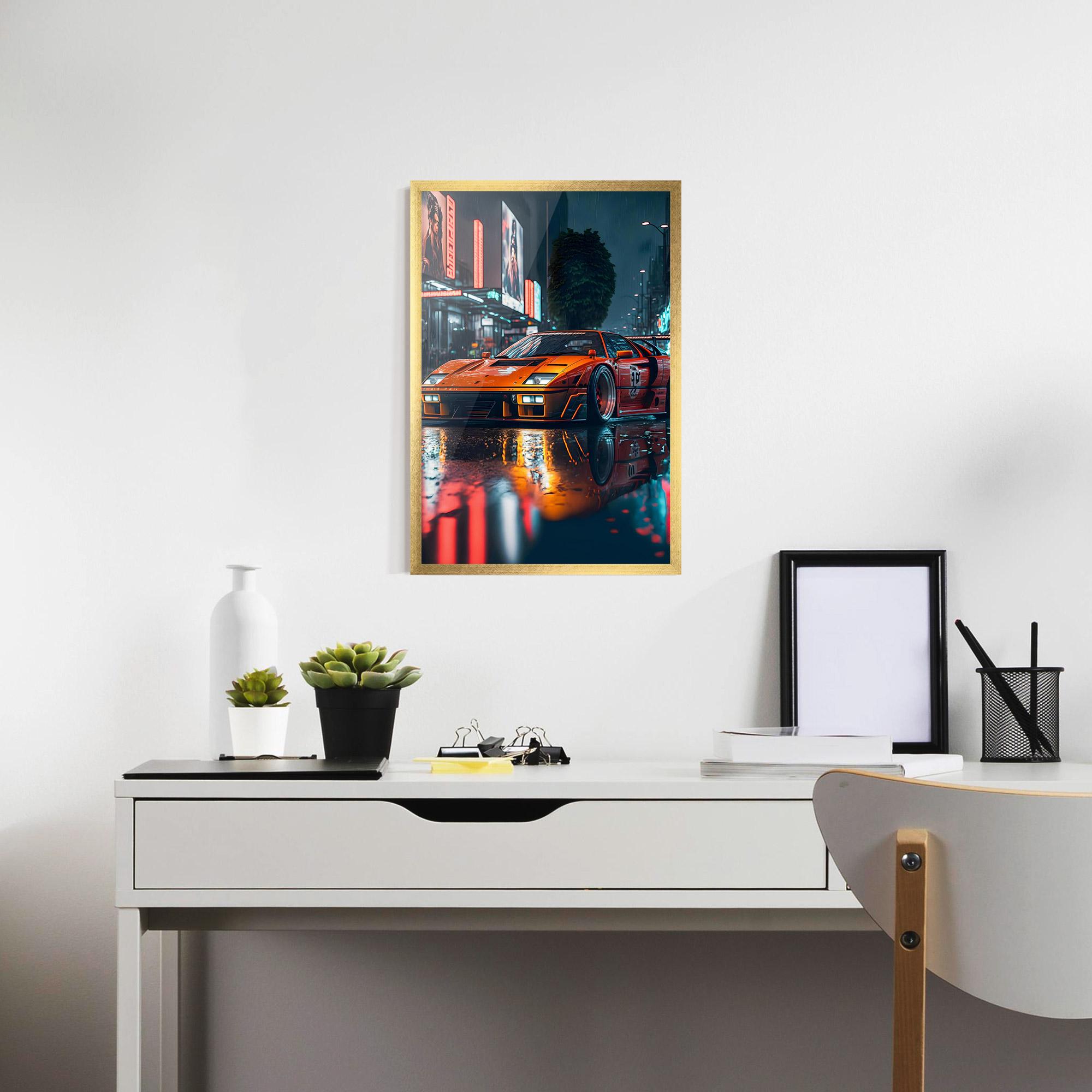 Keretezett Poszter Orange Super Car mockup 7