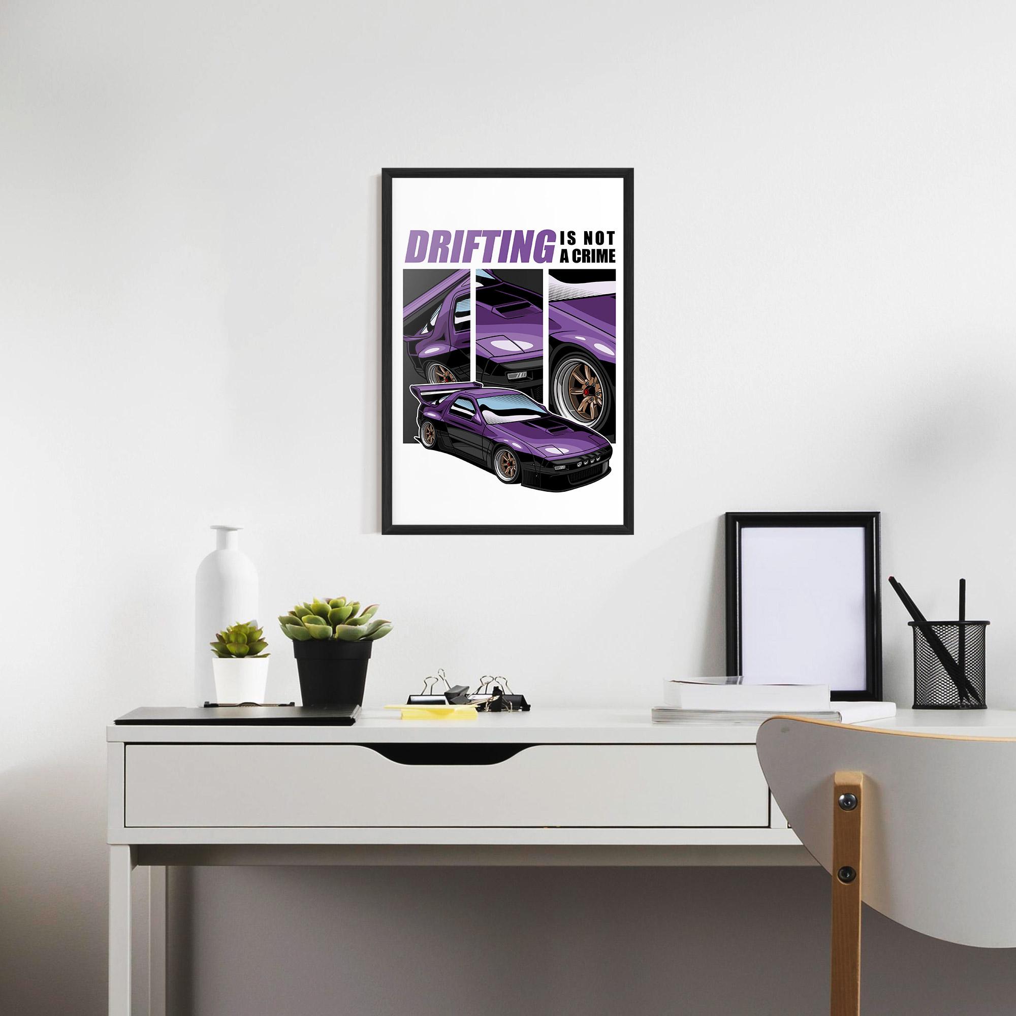 Keretezett Poszter Drift Purple Car mockup 7