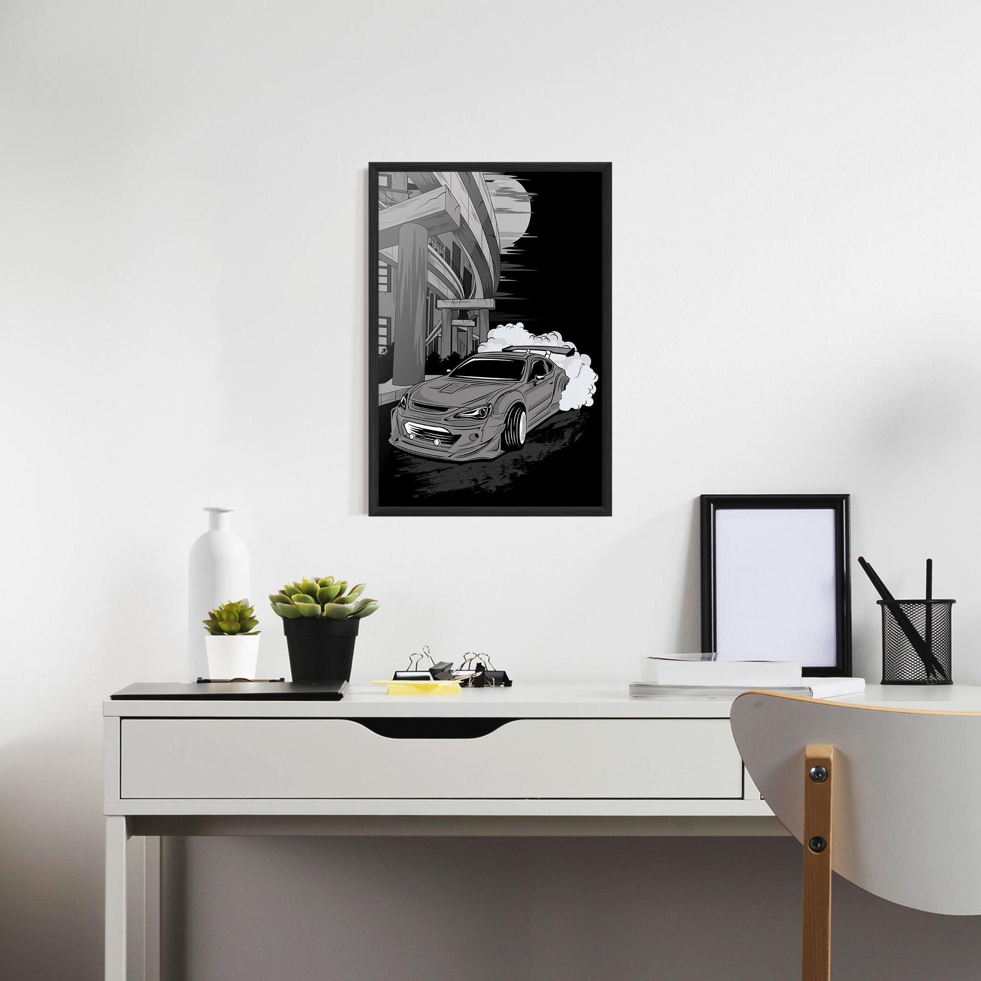 Keretezett Poszter Grey Cool Car mockup 7