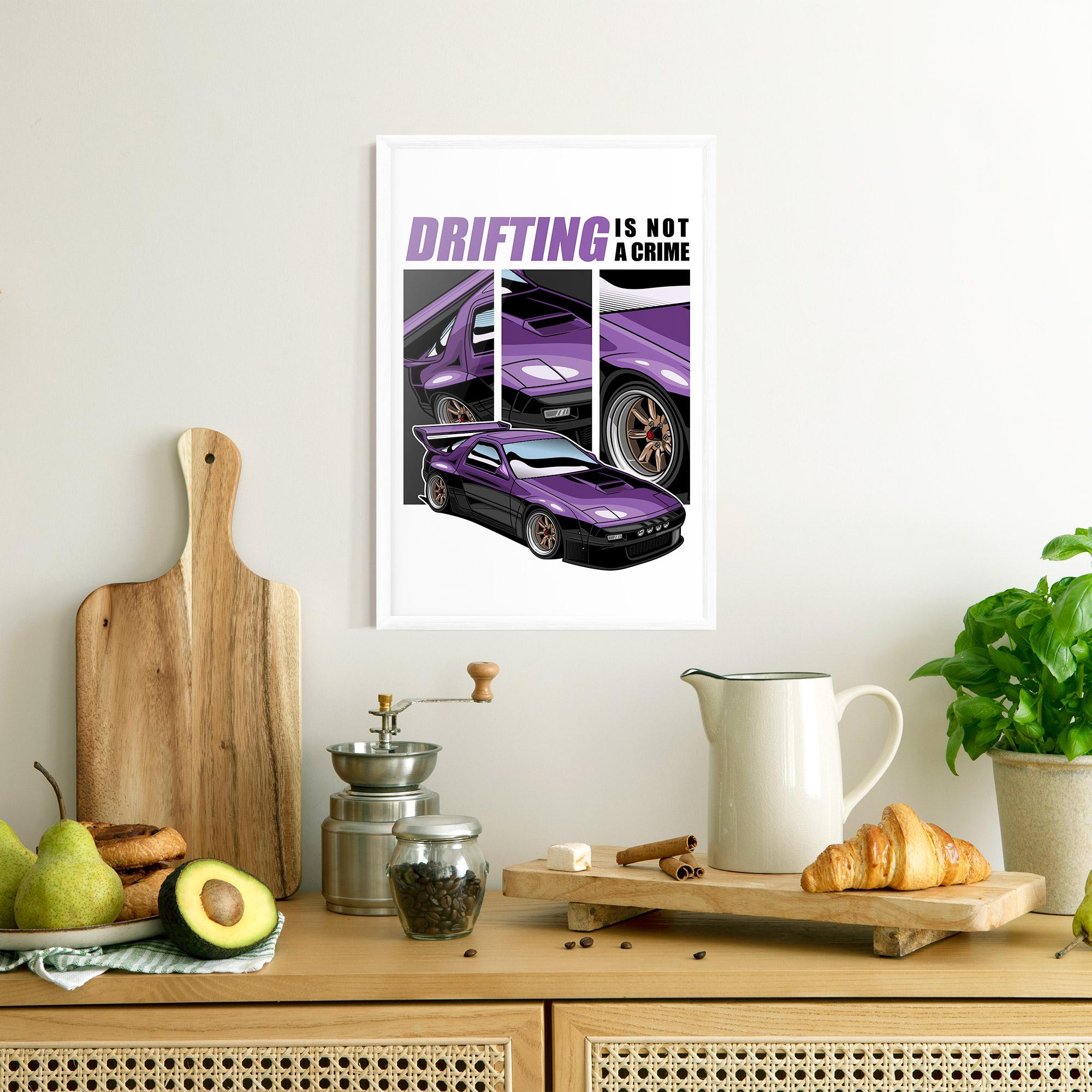 Keretezett Poszter Drift Purple Car mockup 8