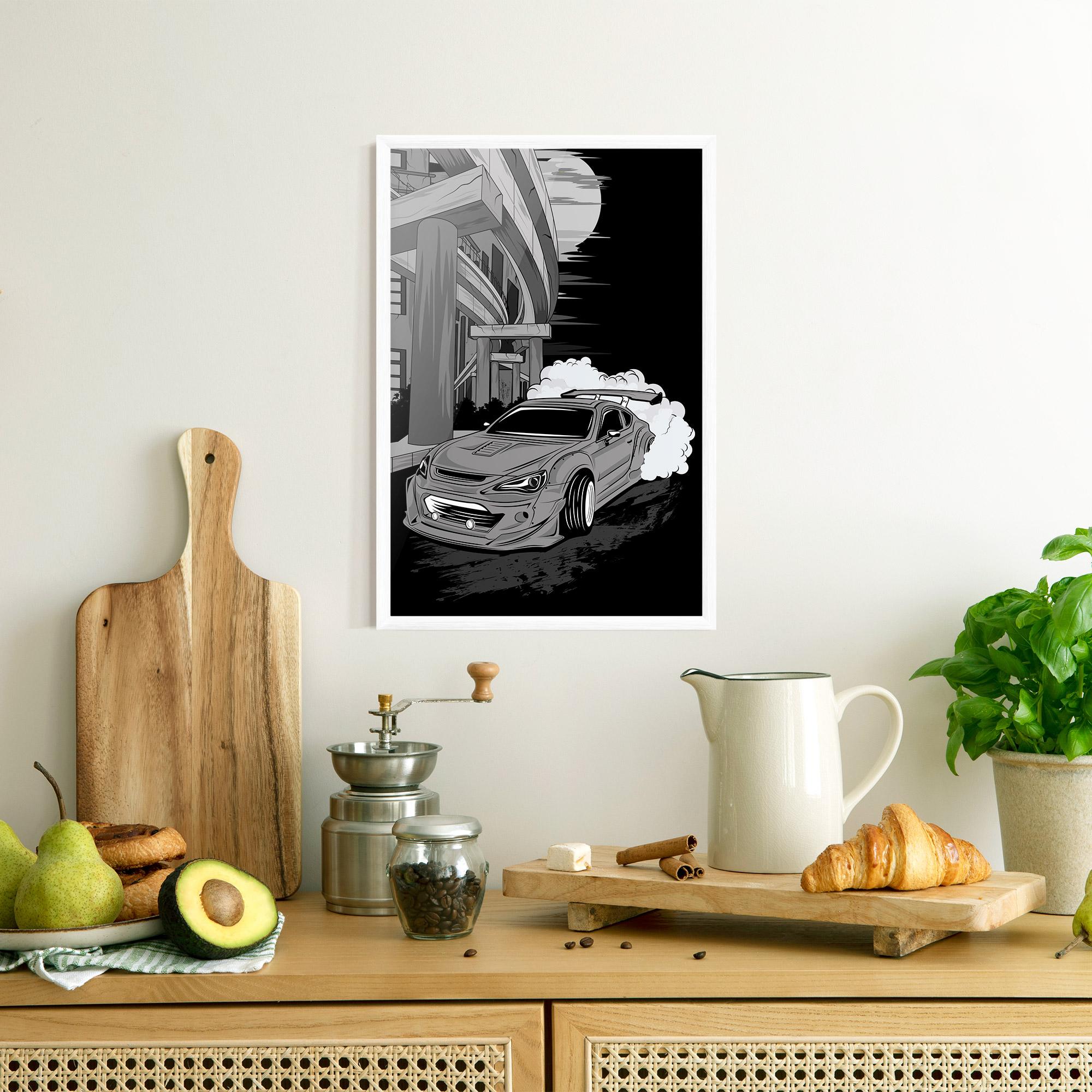 Keretezett Poszter Grey Cool Car mockup 8