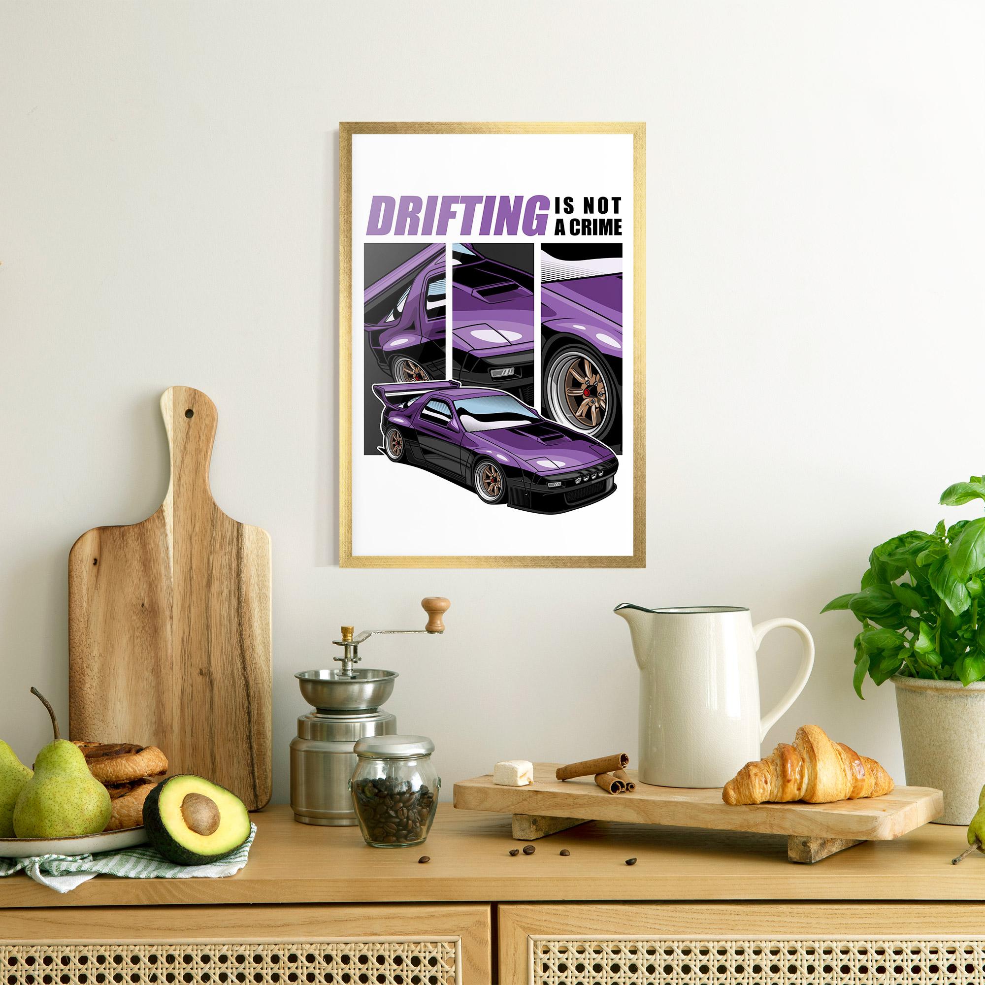 Keretezett Poszter Drift Purple Car mockup 8