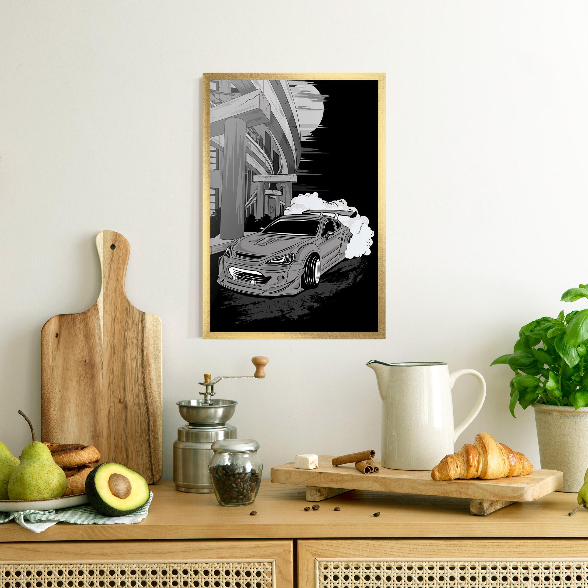 Keretezett Poszter Grey Cool Car mockup 8