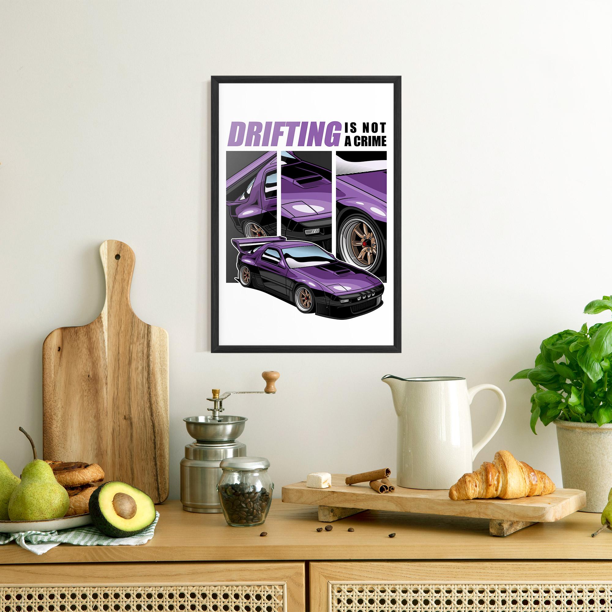 Keretezett Poszter Drift Purple Car mockup 8