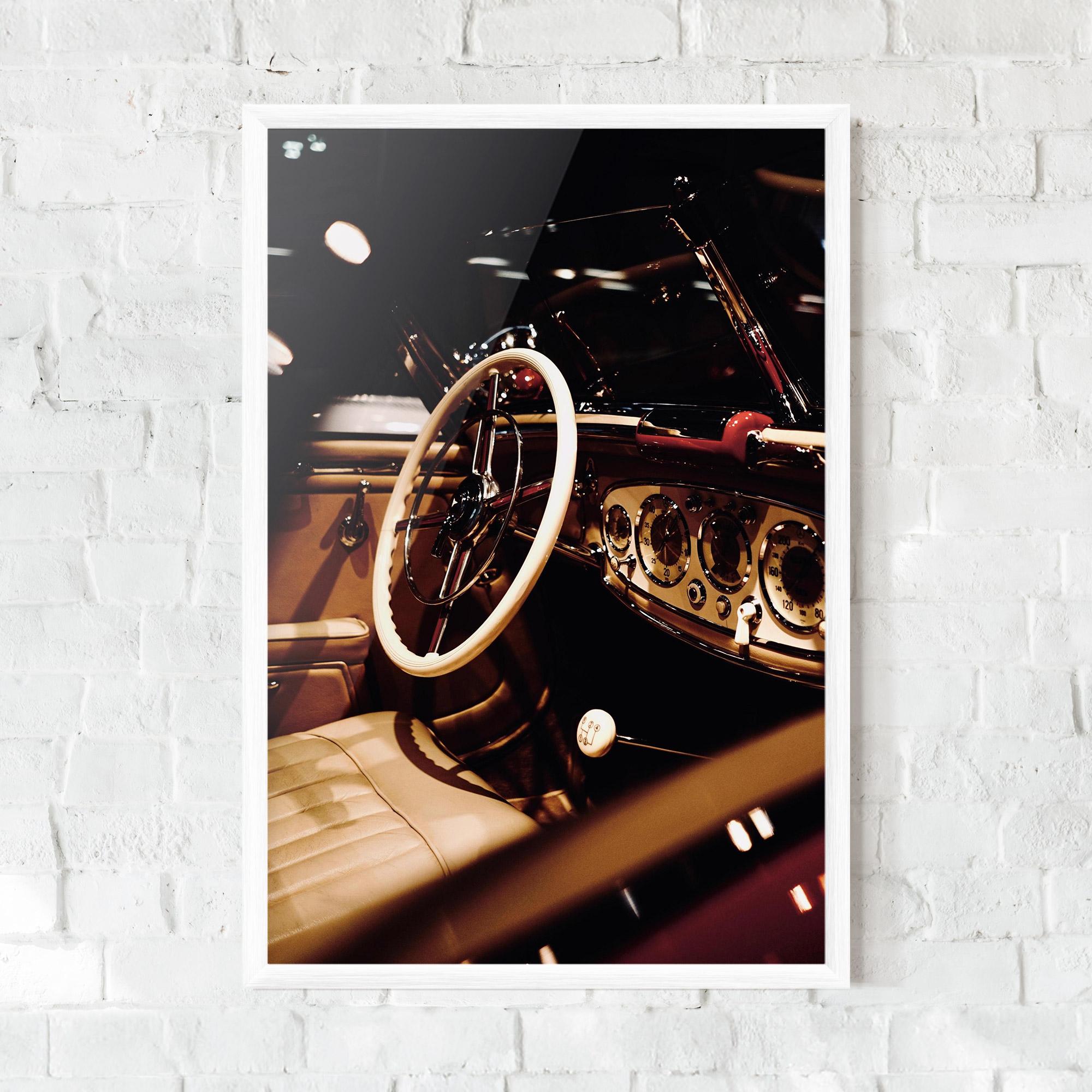 Keretezett Poszter White Steering Wheel mockup 0