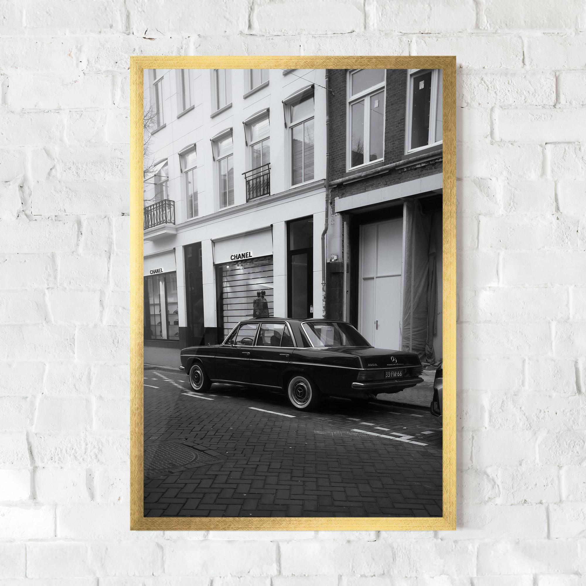 Keretezett Poszter Black Old Car mockup 0