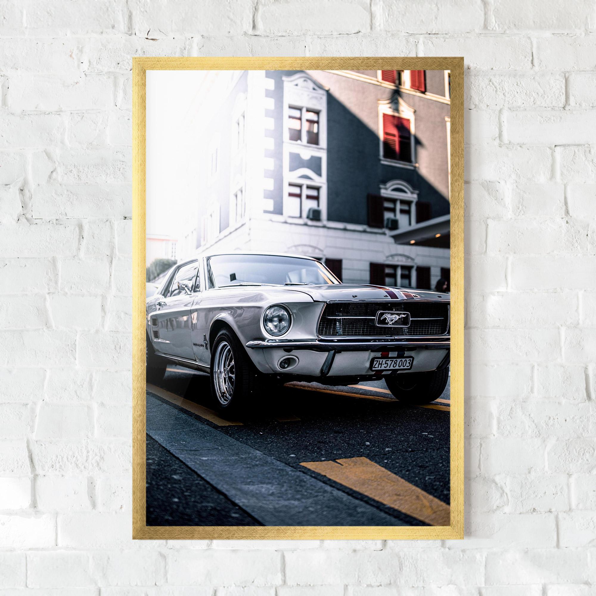 Keretezett Poszter Vintage White Car mockup 0