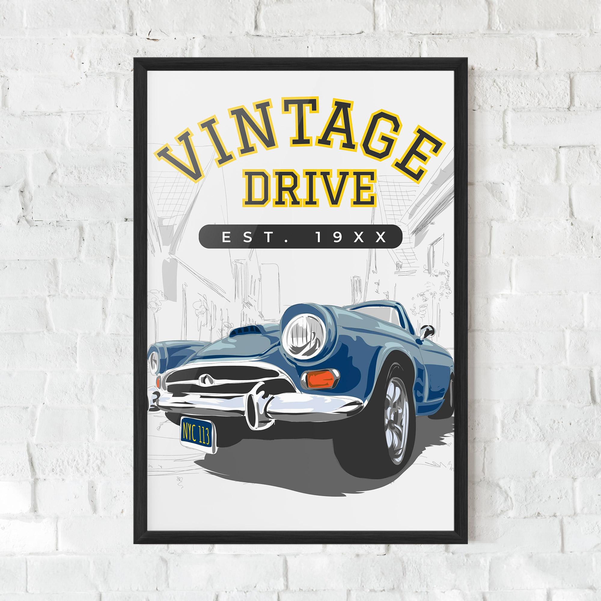 Keretezett Poszter Vintage Drive mockup 0