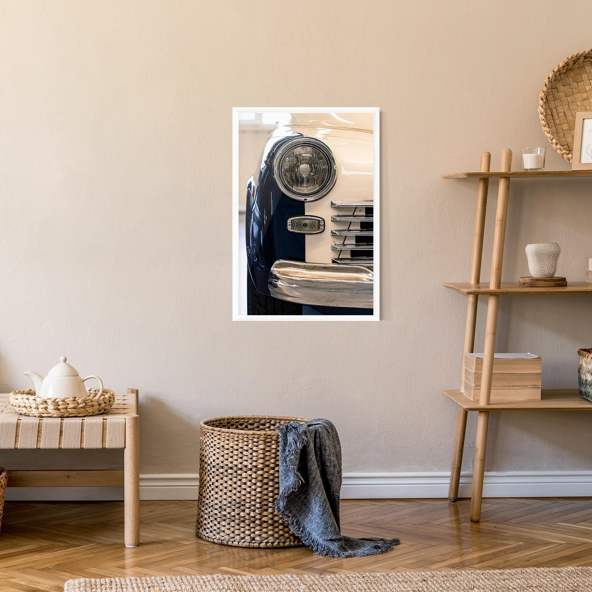 Keretezett Poszter Blue White Car mockup 9