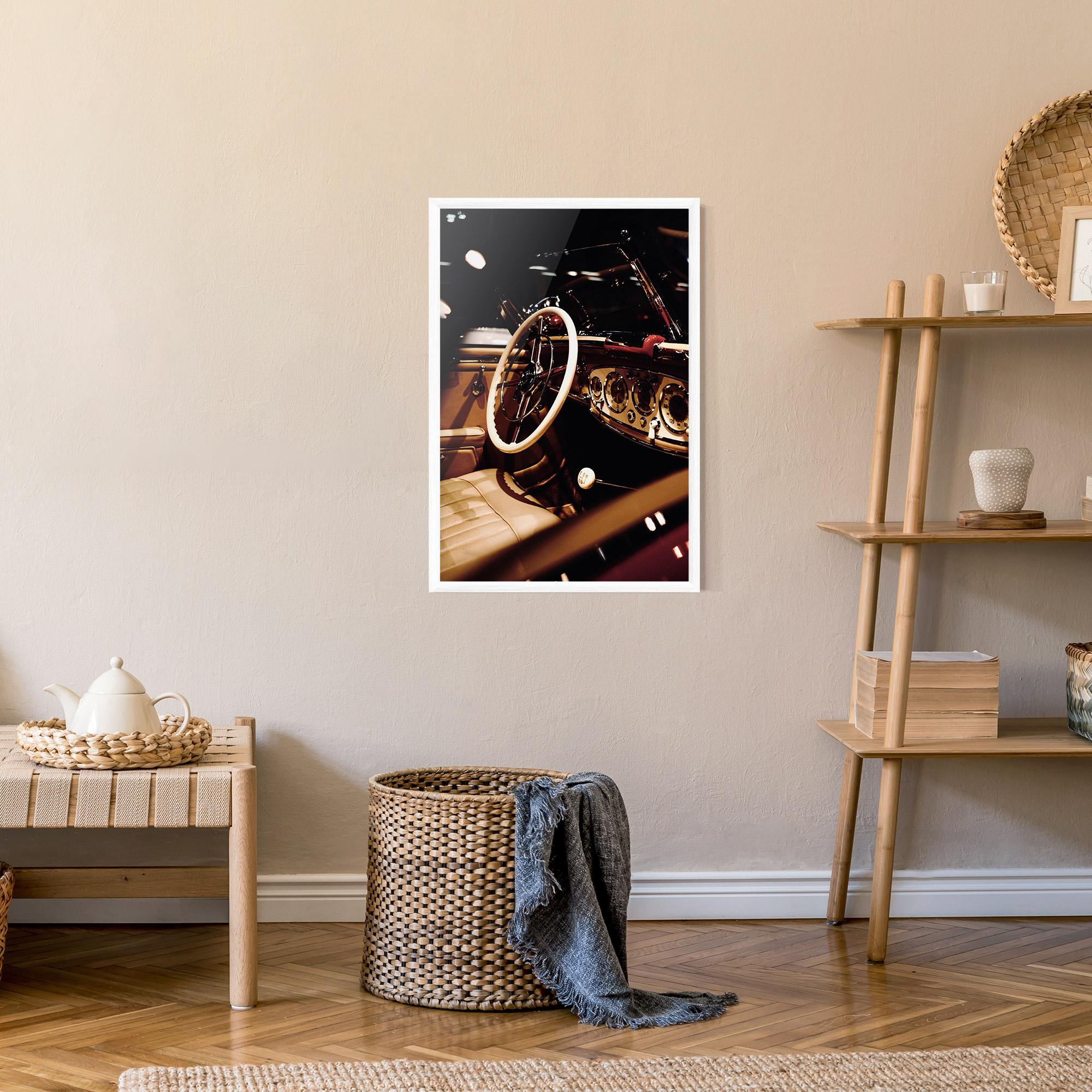 Keretezett Poszter White Steering Wheel mockup 9