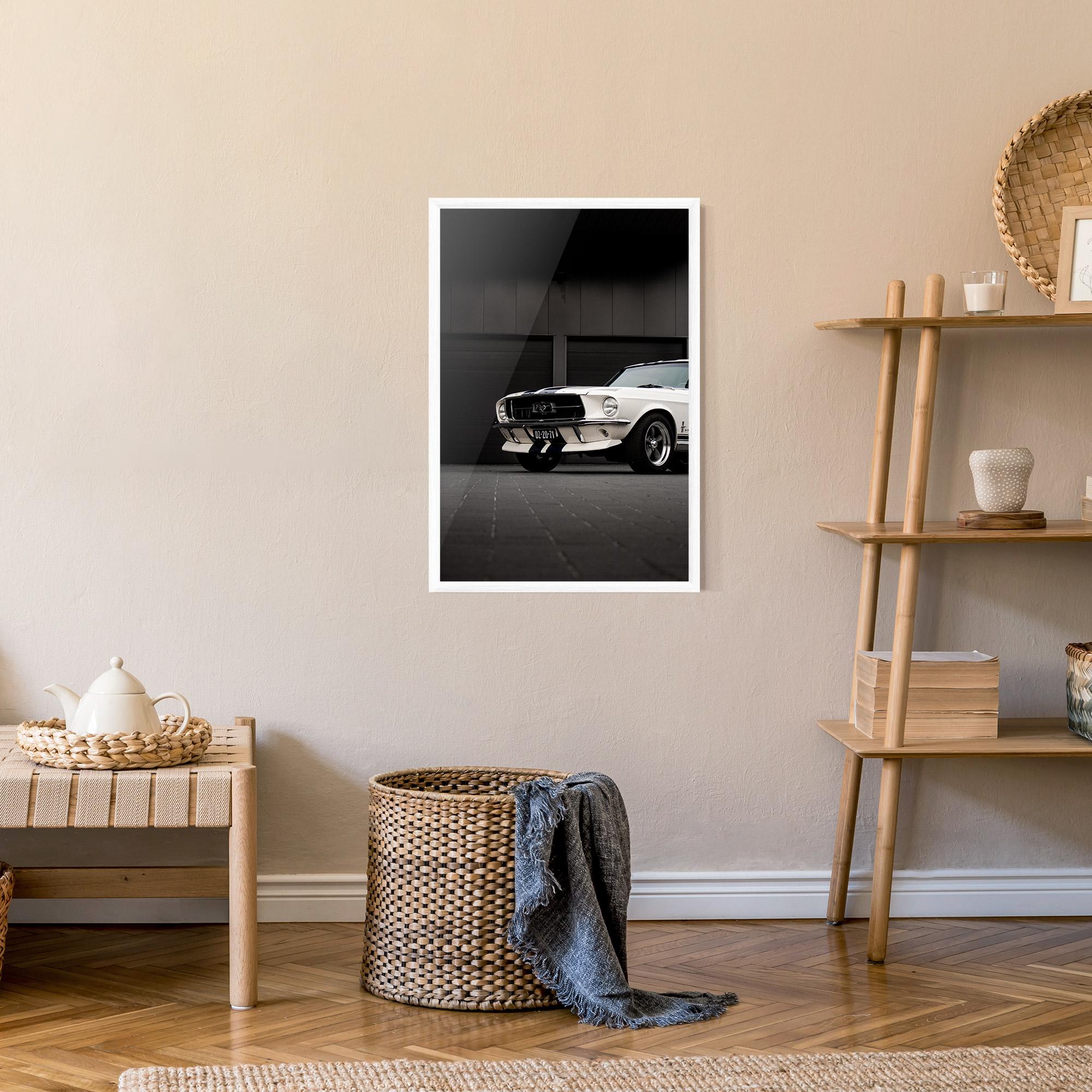 Keretezett Poszter White Vintage Car mockup 9