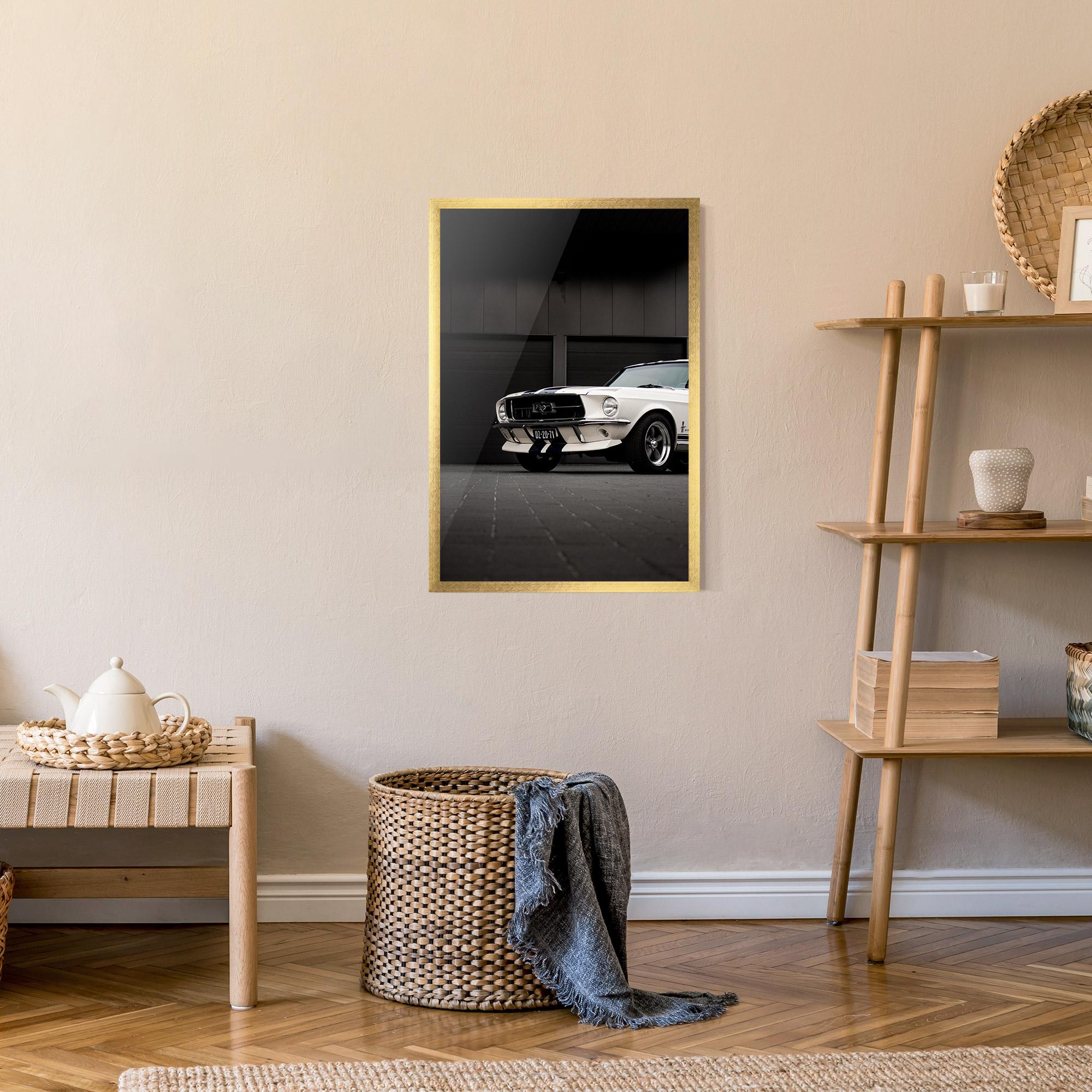 Keretezett Poszter White Vintage Car mockup 9