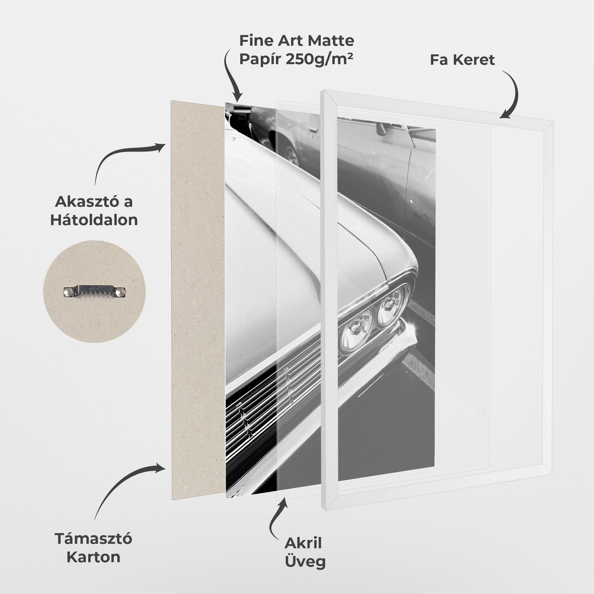 Keretezett Poszter Grey Vintage Car mockup 1