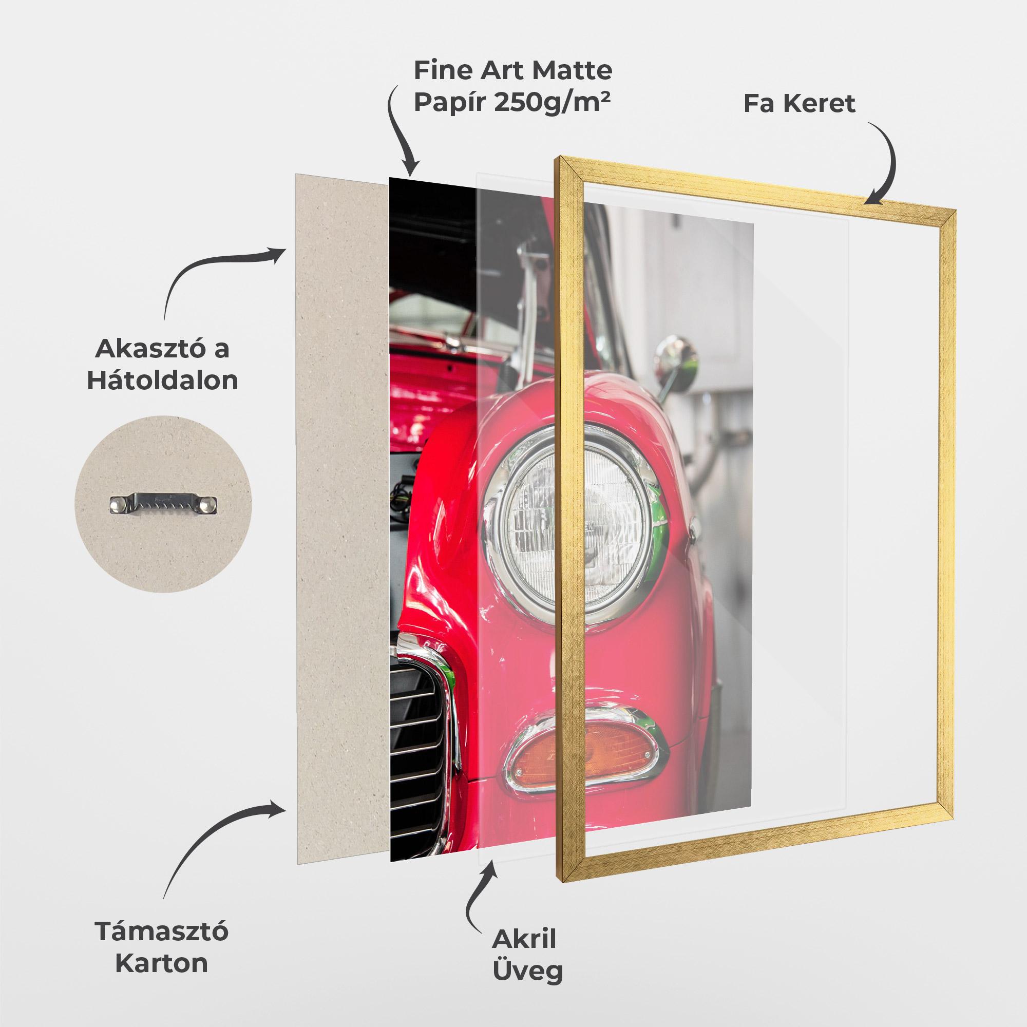 Keretezett Poszter Closeup Red Car mockup 1