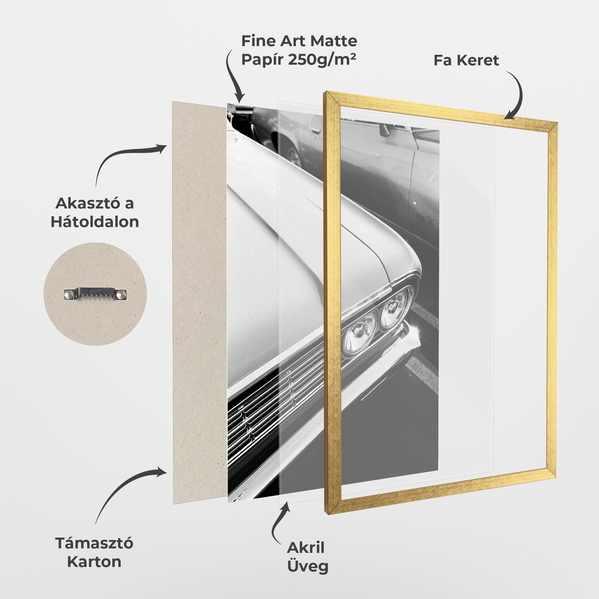 Keretezett Poszter Grey Vintage Car mockup 1