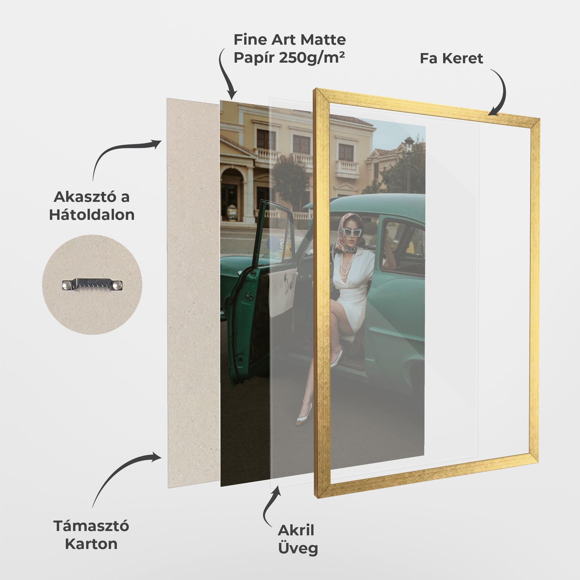 Keretezett Poszter Lady Vintage Cat mockup 1