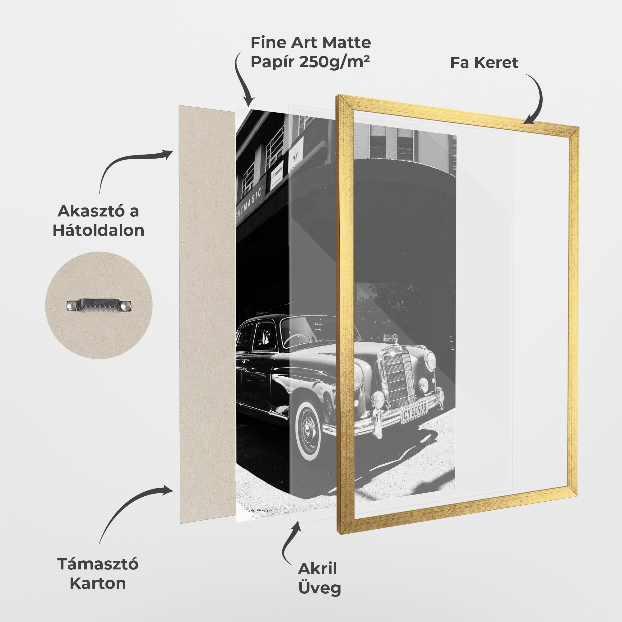 Keretezett Poszter Old Black Car mockup 1