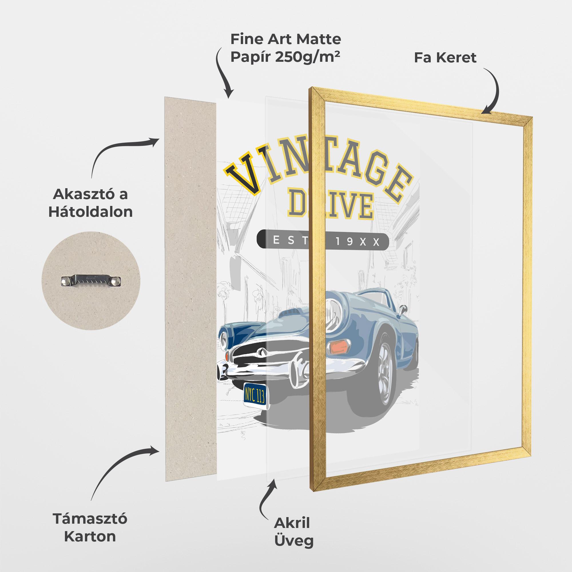 Keretezett Poszter Vintage Drive mockup 1