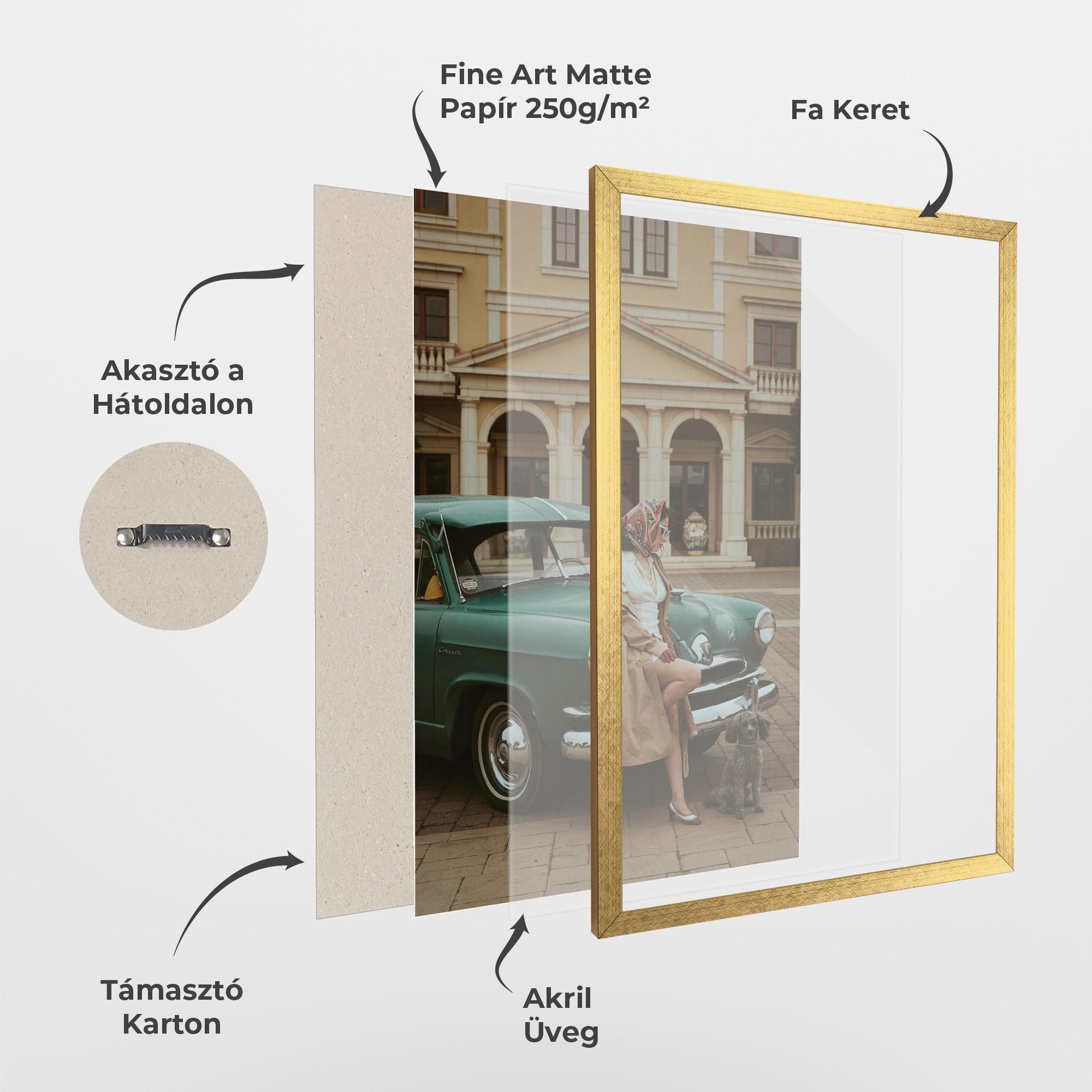 Keretezett Poszter Vintage Lady Car mockup 1