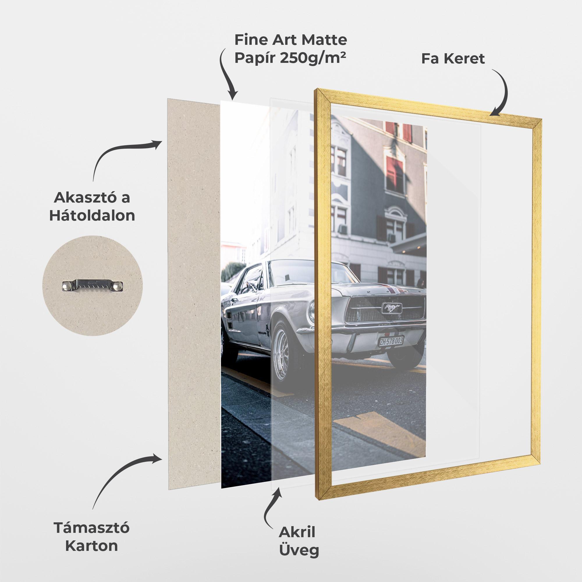 Keretezett Poszter Vintage White Car mockup 1