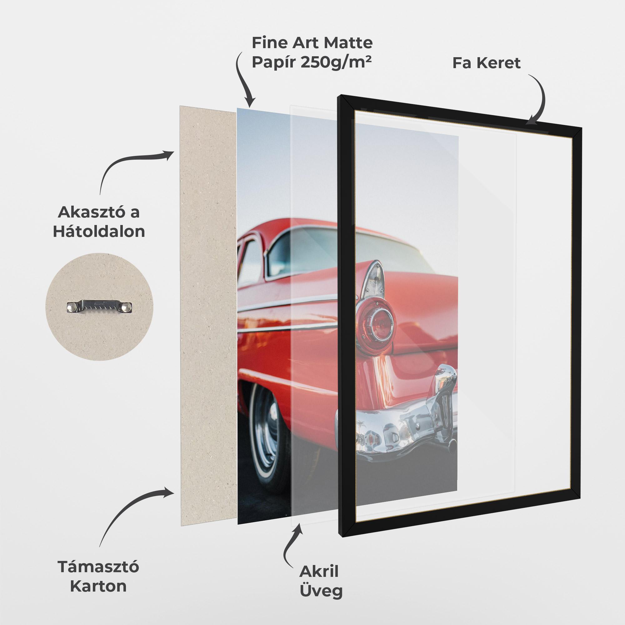 Keretezett Poszter Car Classic Red mockup 1