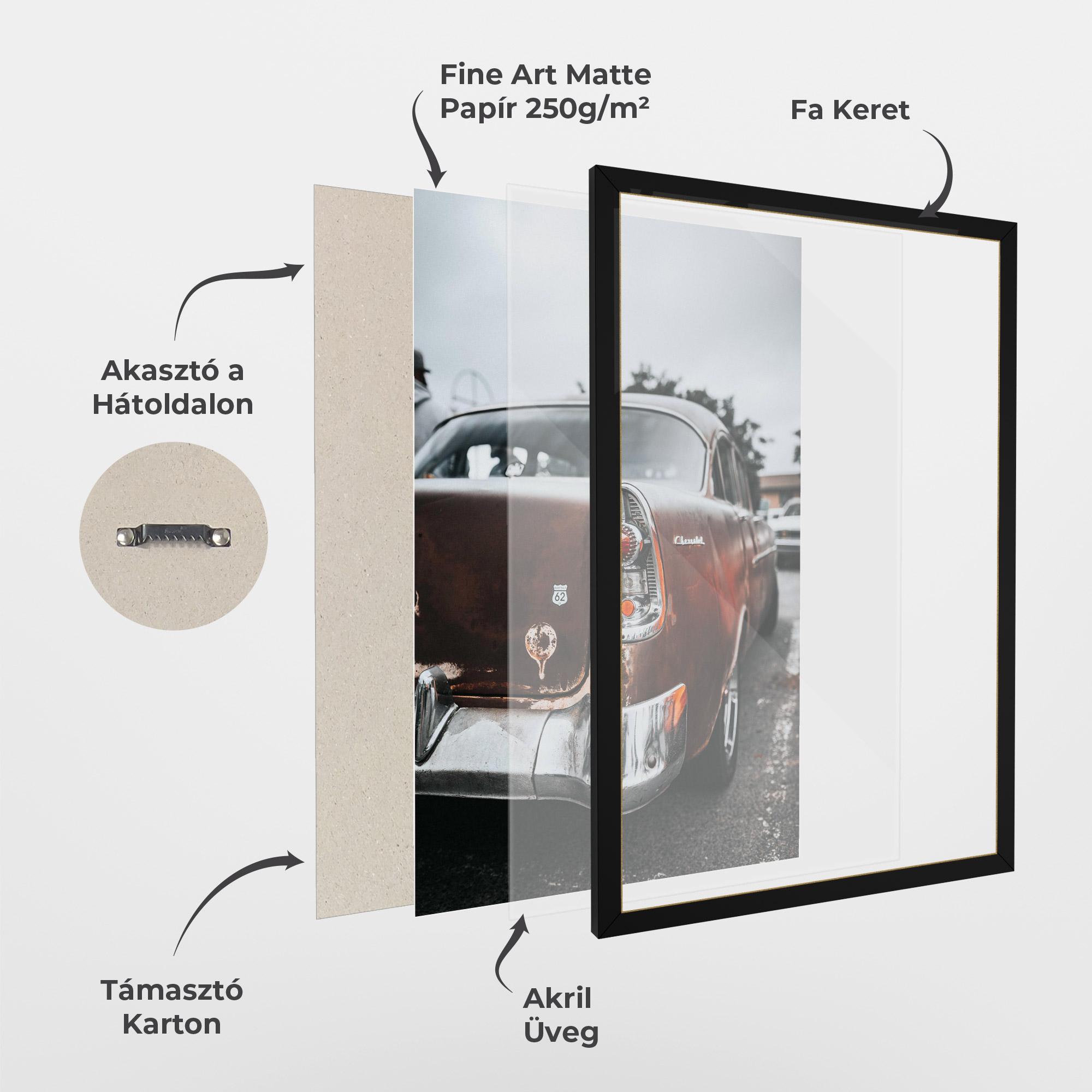 Keretezett Poszter Car Old Brown mockup 1