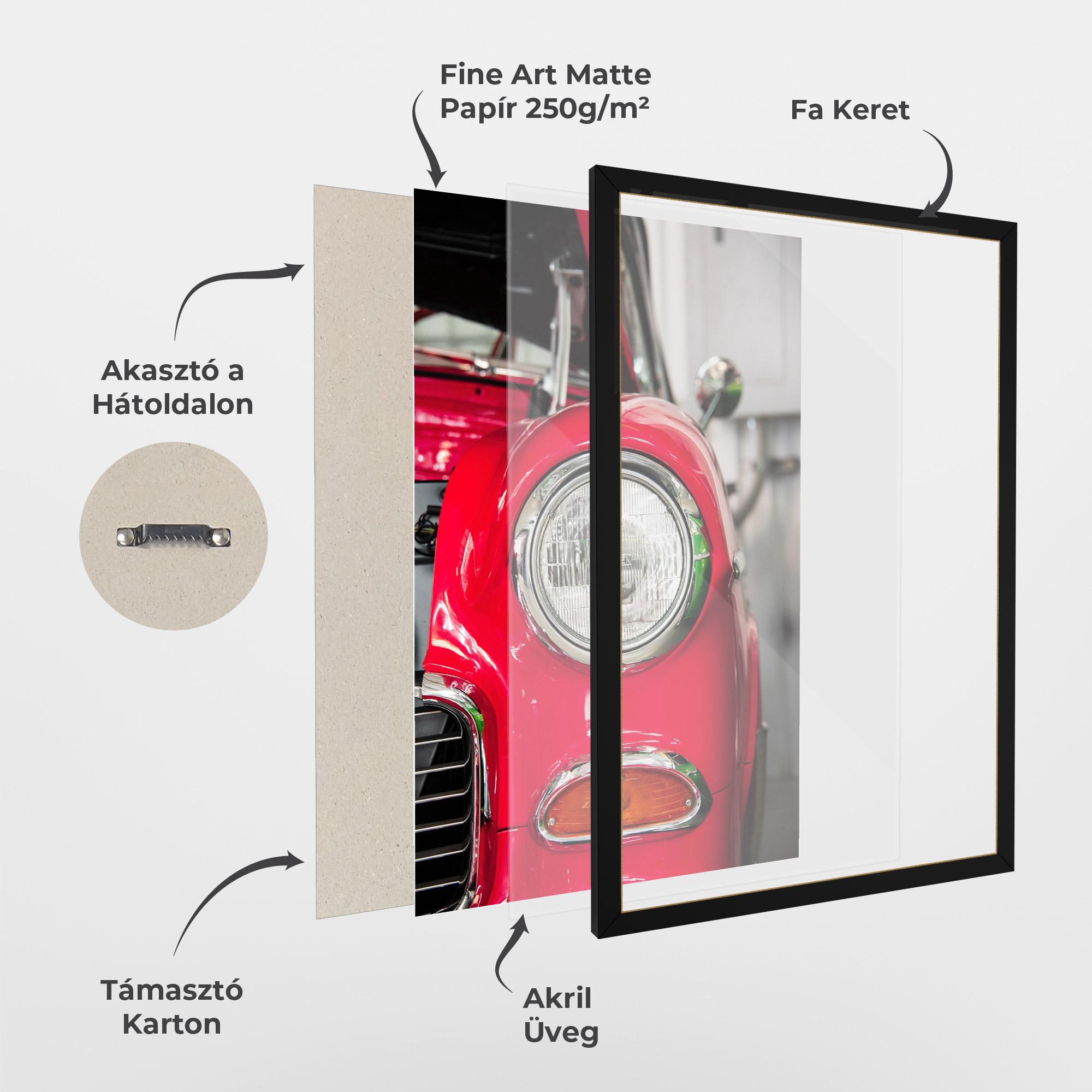 Keretezett Poszter Closeup Red Car mockup 1