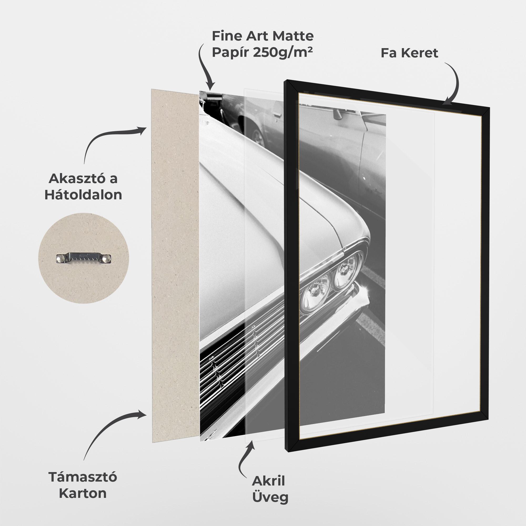 Keretezett Poszter Grey Vintage Car mockup 1