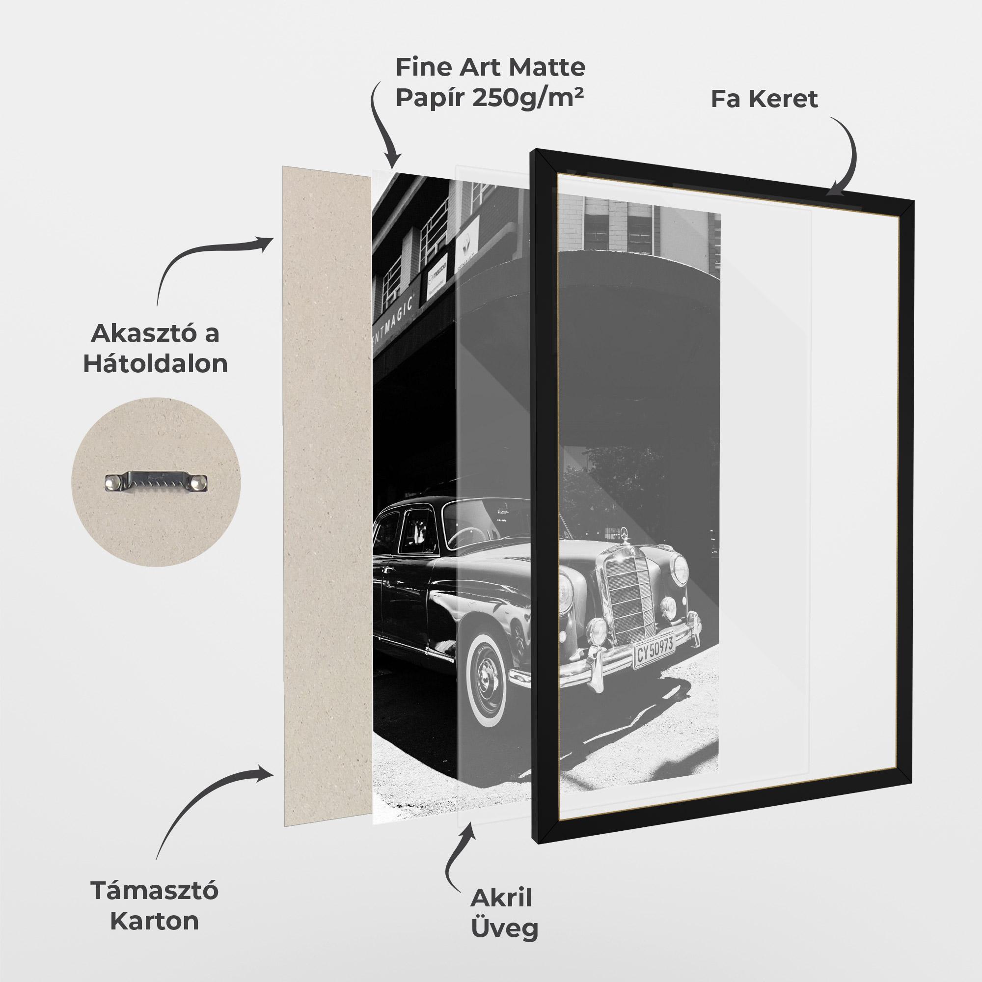 Keretezett Poszter Old Black Car mockup 1