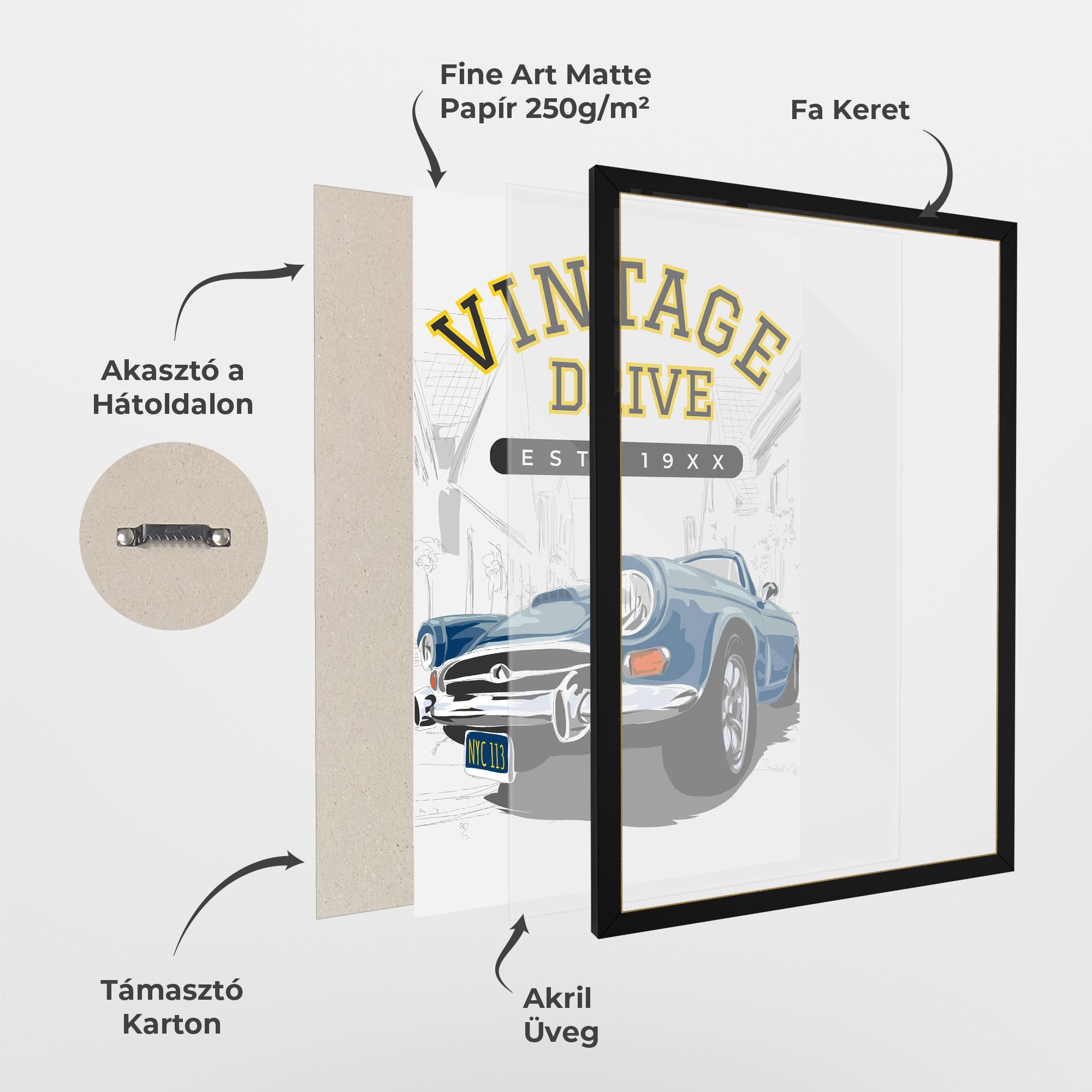 Keretezett Poszter Vintage Drive mockup 1