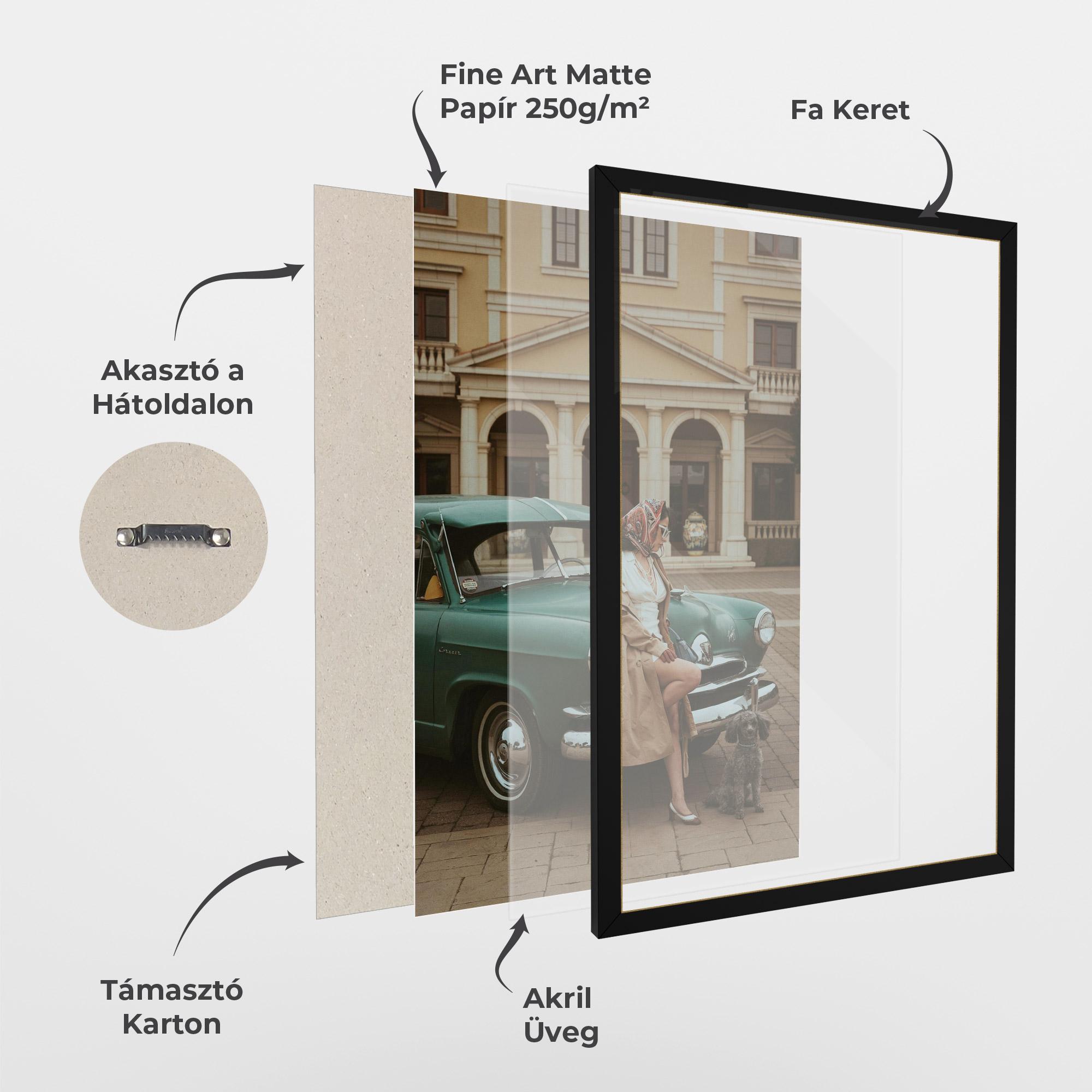 Keretezett Poszter Vintage Lady Car mockup 1