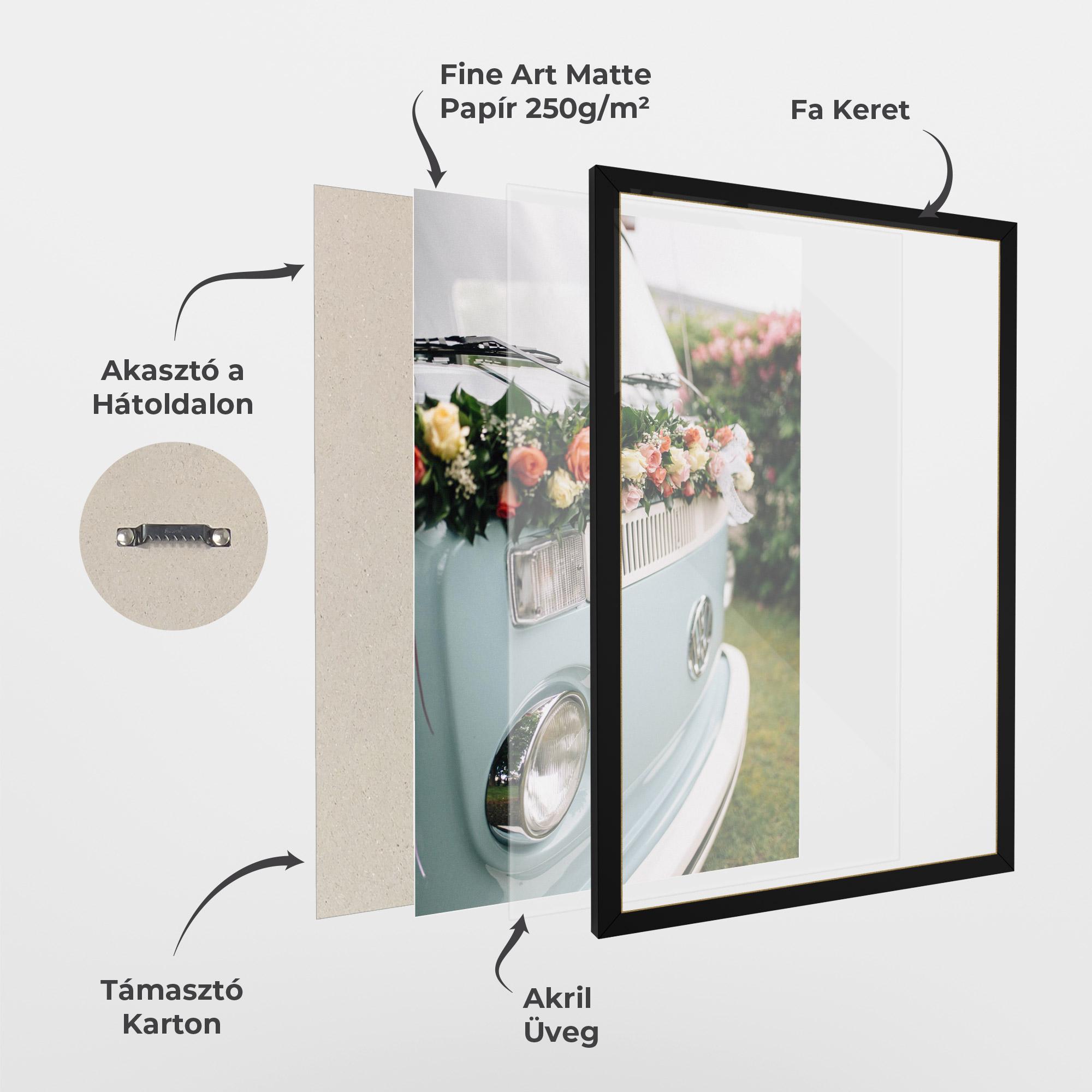 Keretezett Poszter Vintage Rose Van mockup 1