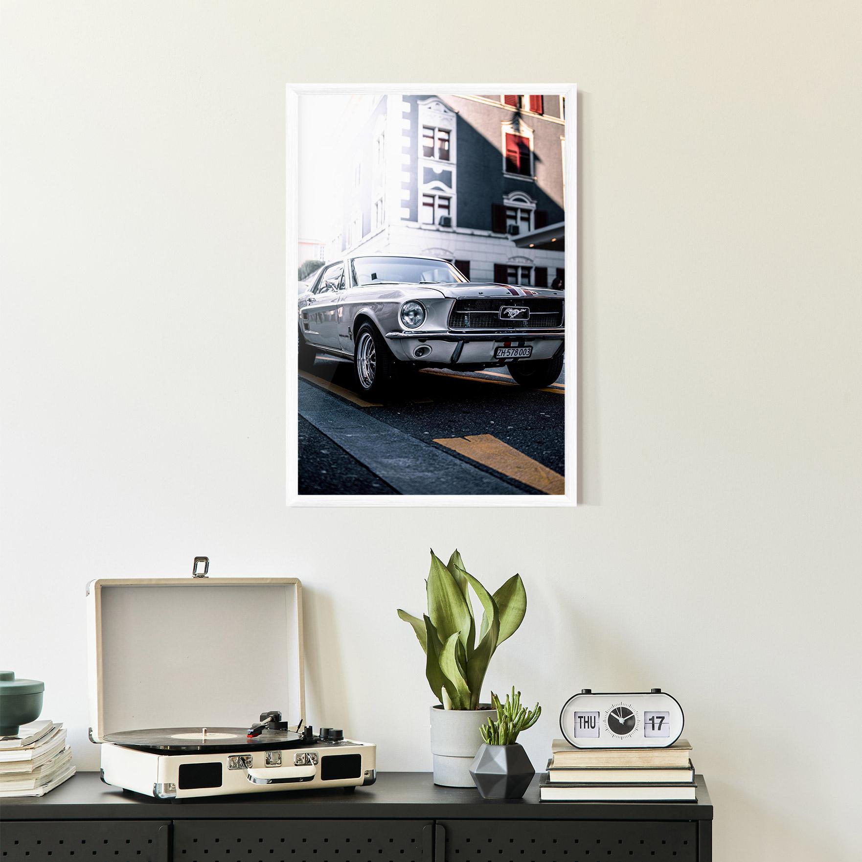 Keretezett Poszter Vintage White Car mockup 2