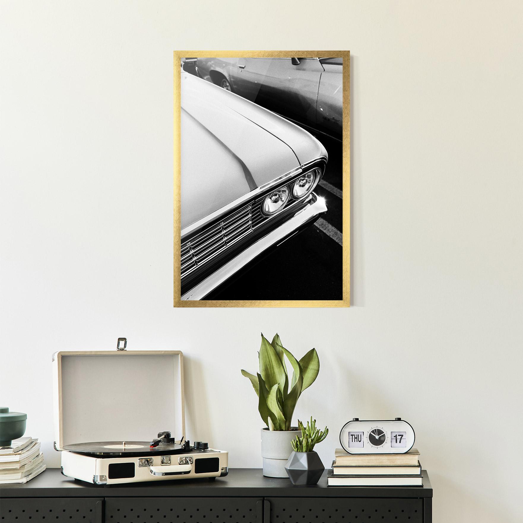 Keretezett Poszter Grey Vintage Car mockup 2