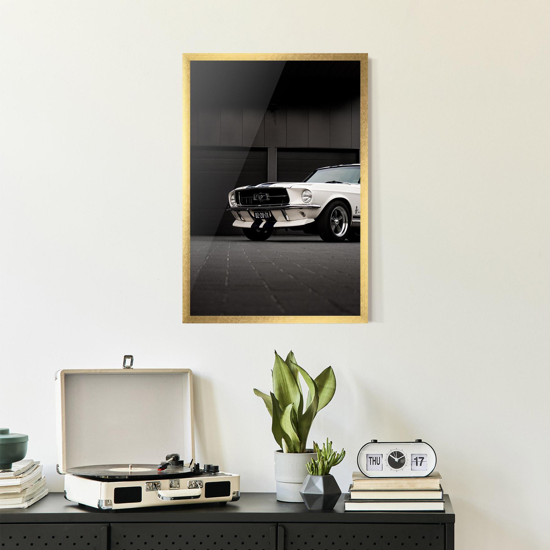 Keretezett Poszter White Vintage Car mockup 2